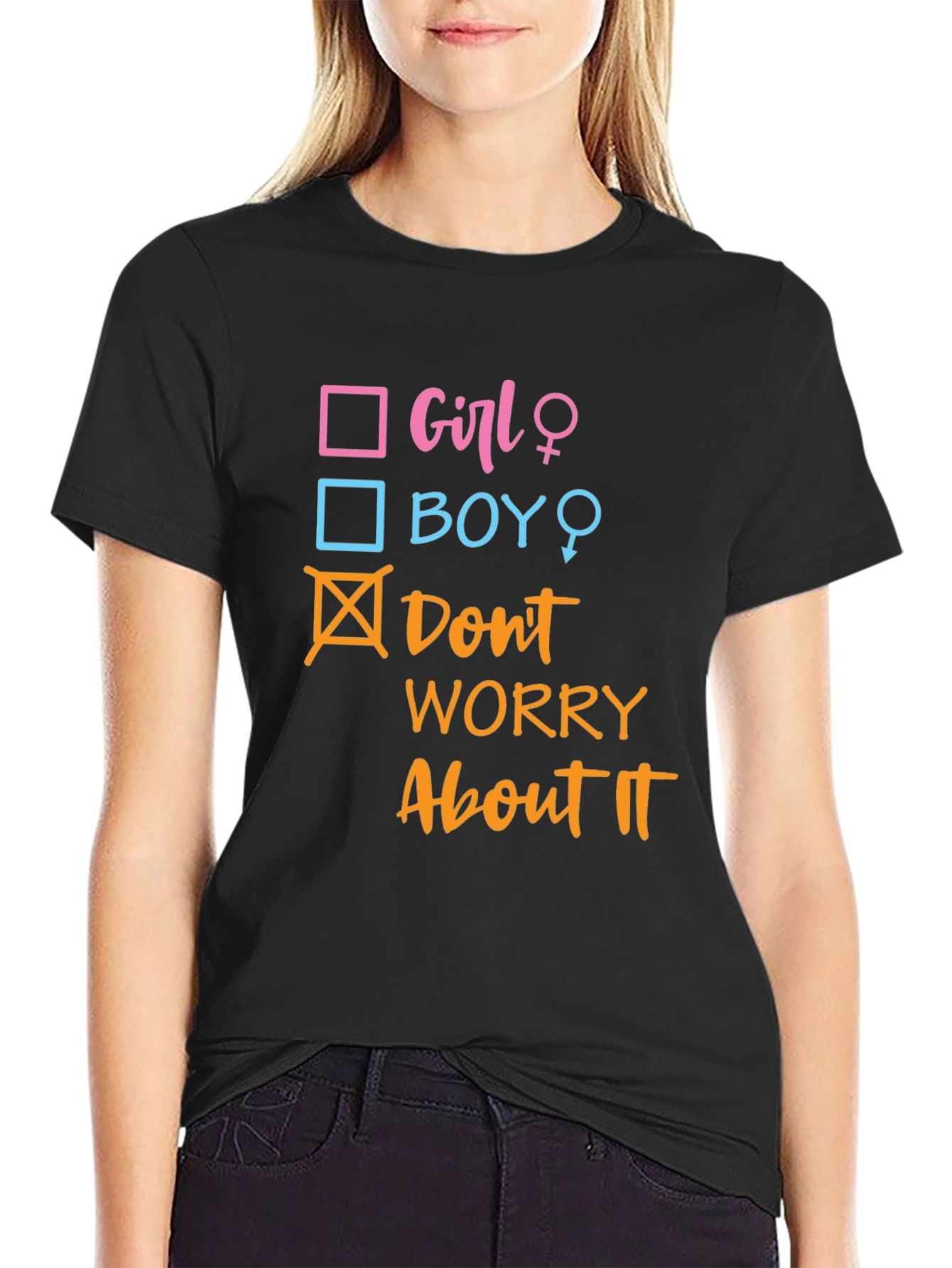 Black Funny Gender Reveal T-Shirt - Don't Worry About It! view 2
