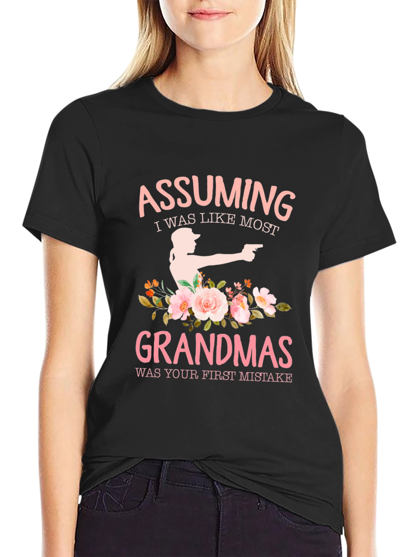 Black Assuming Grandmas T-Shirt, Gun Owner Tee view 2