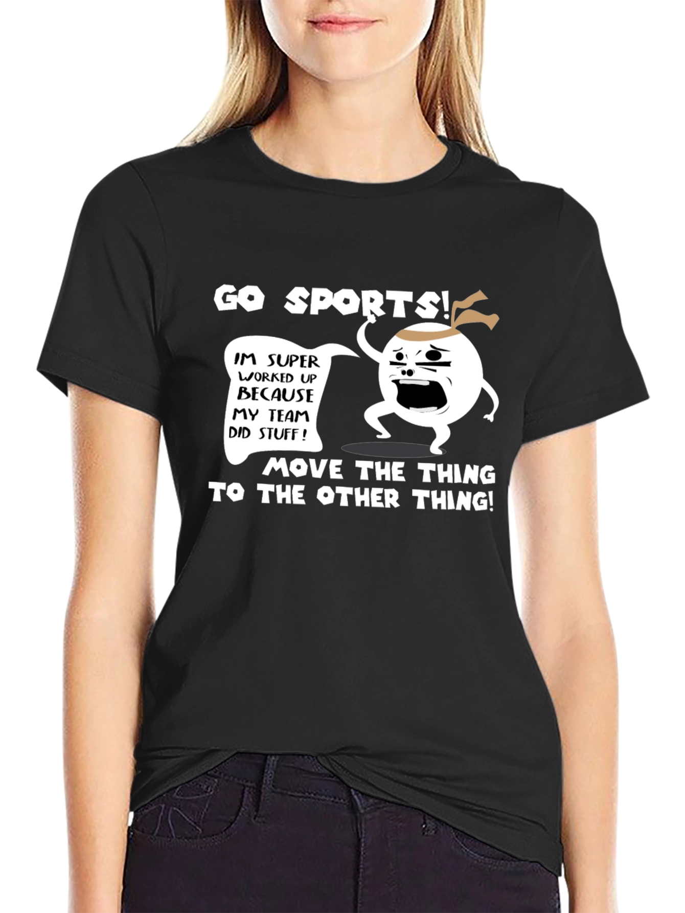 Black Go Sports! T-Shirt - Funny Team Fan Apparel view 2
