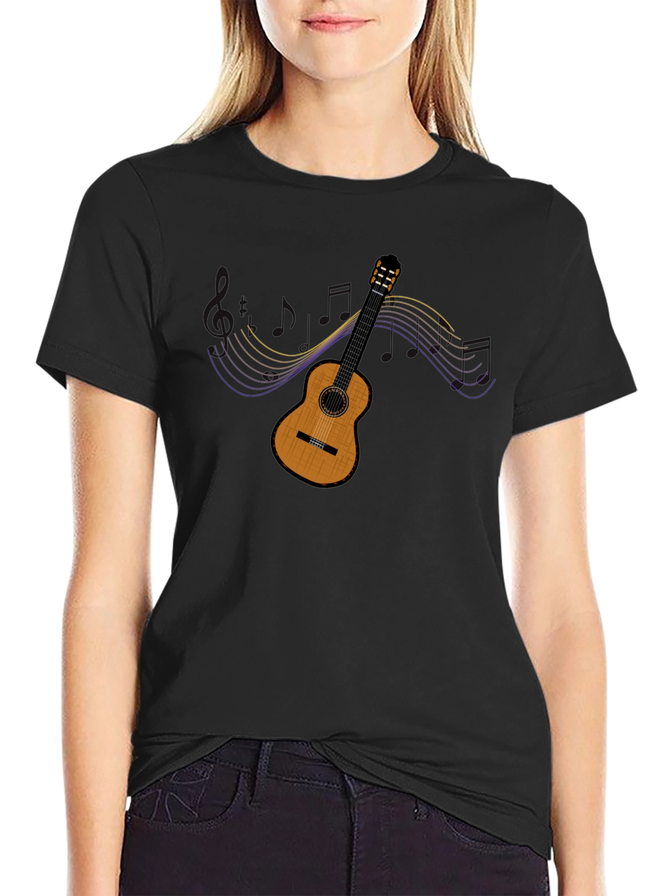 Black Guitar Graphic T-Shirt - Music Lover Tee view 2