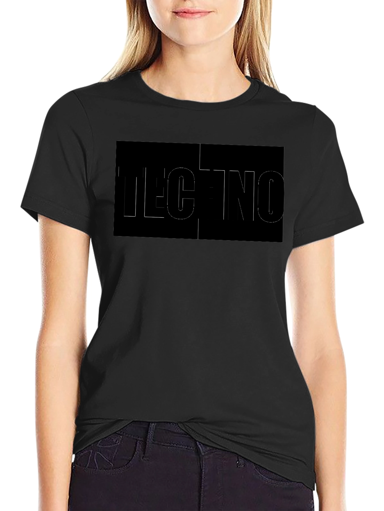 Black Techno Graphic Tee - Stylish Men's Black T-Shirt view 2