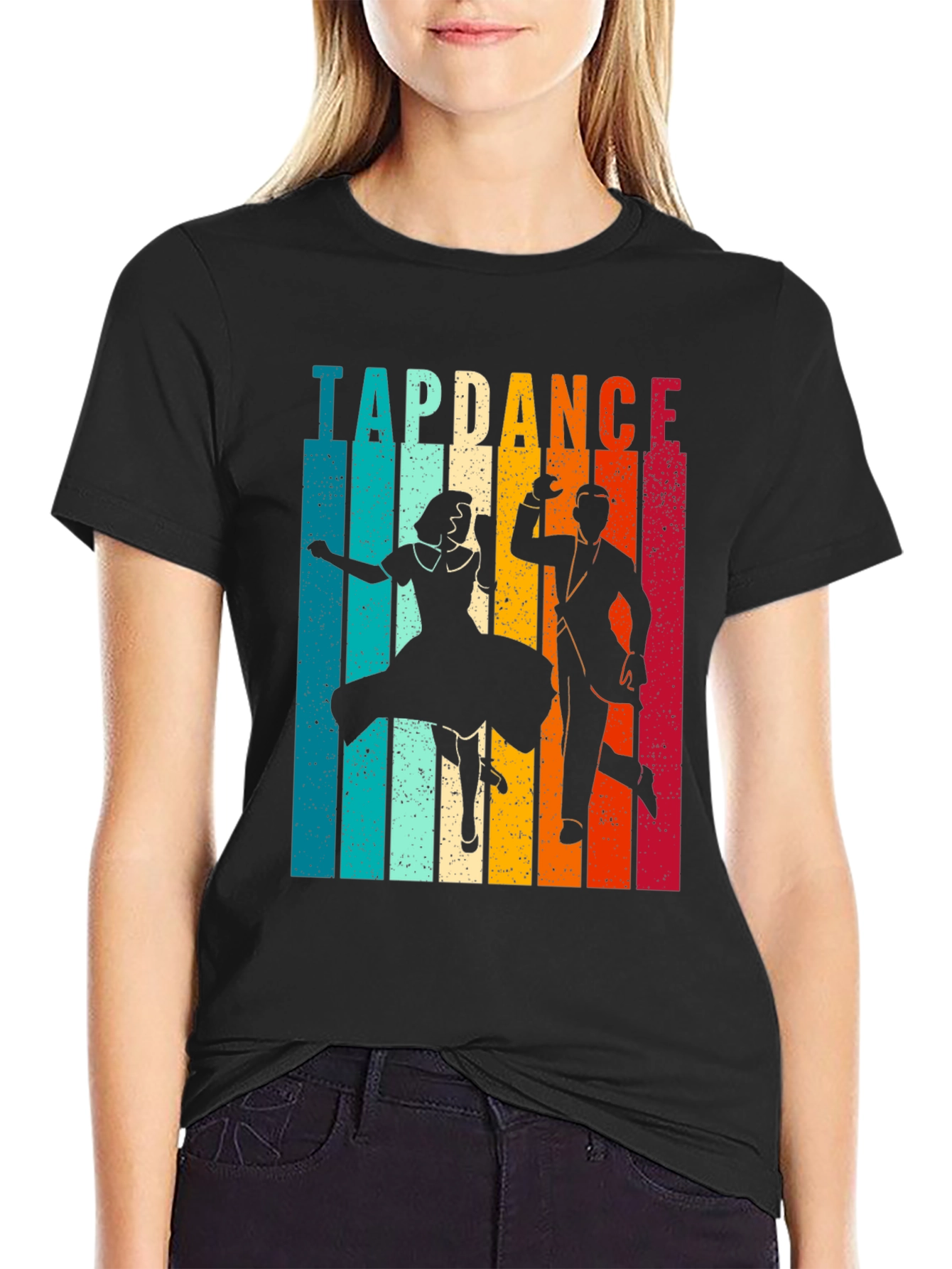 Black Retro Tap Dance T-Shirt - Vintage Dancer Tee view 2