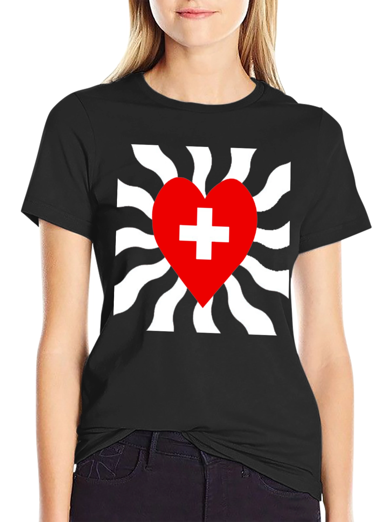 Black Heart Plus Graphic Tee - Stylish Black T-Shirt view 2