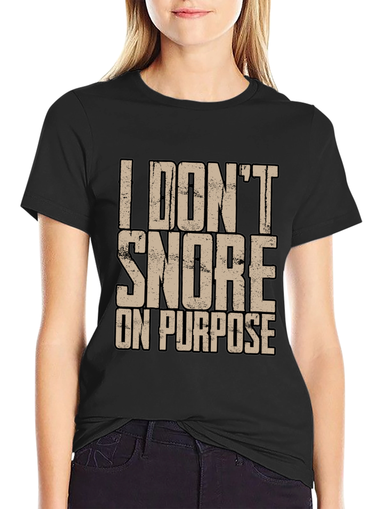 Black I Don't Snore On Purpose Graphic T-Shirt view 2
