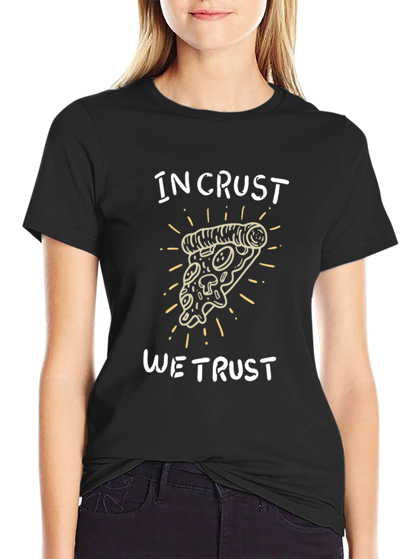 Black In Crust We Trust Graphic Tee - Funny Pizza Shirt view 2