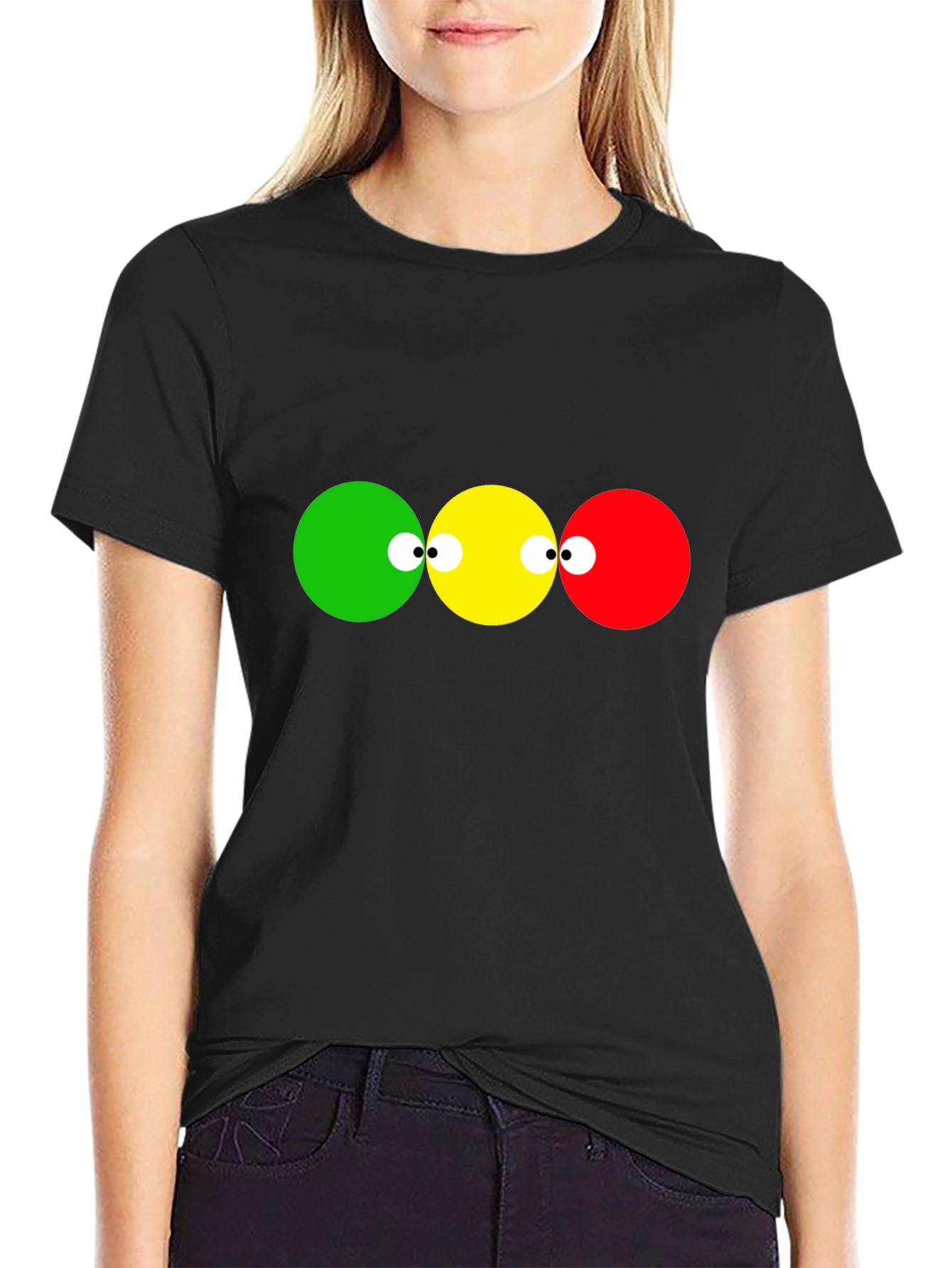 Black Funny Traffic Light T-Shirt view 2