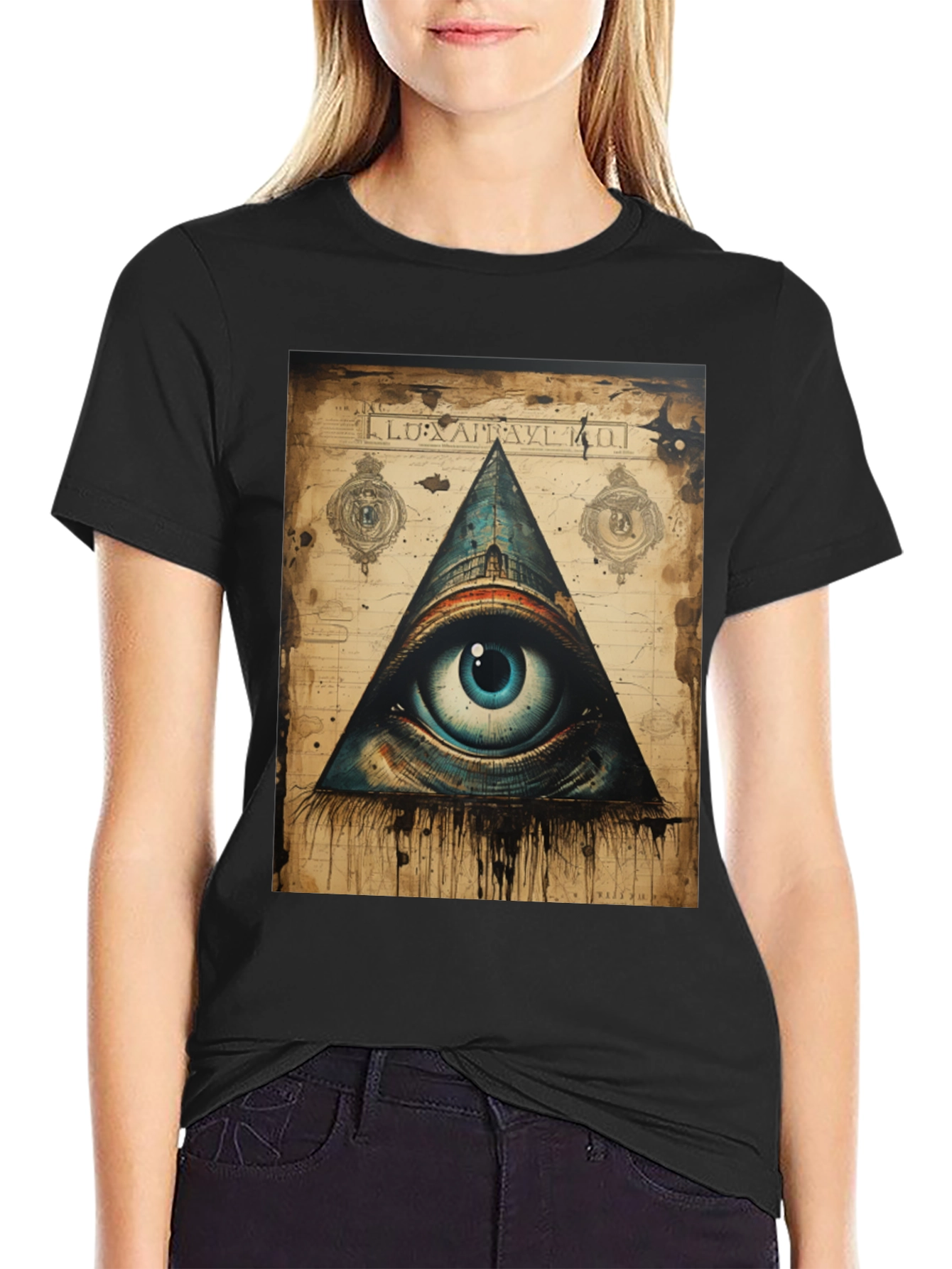 Black All Seeing Eye Graphic Tee view 2