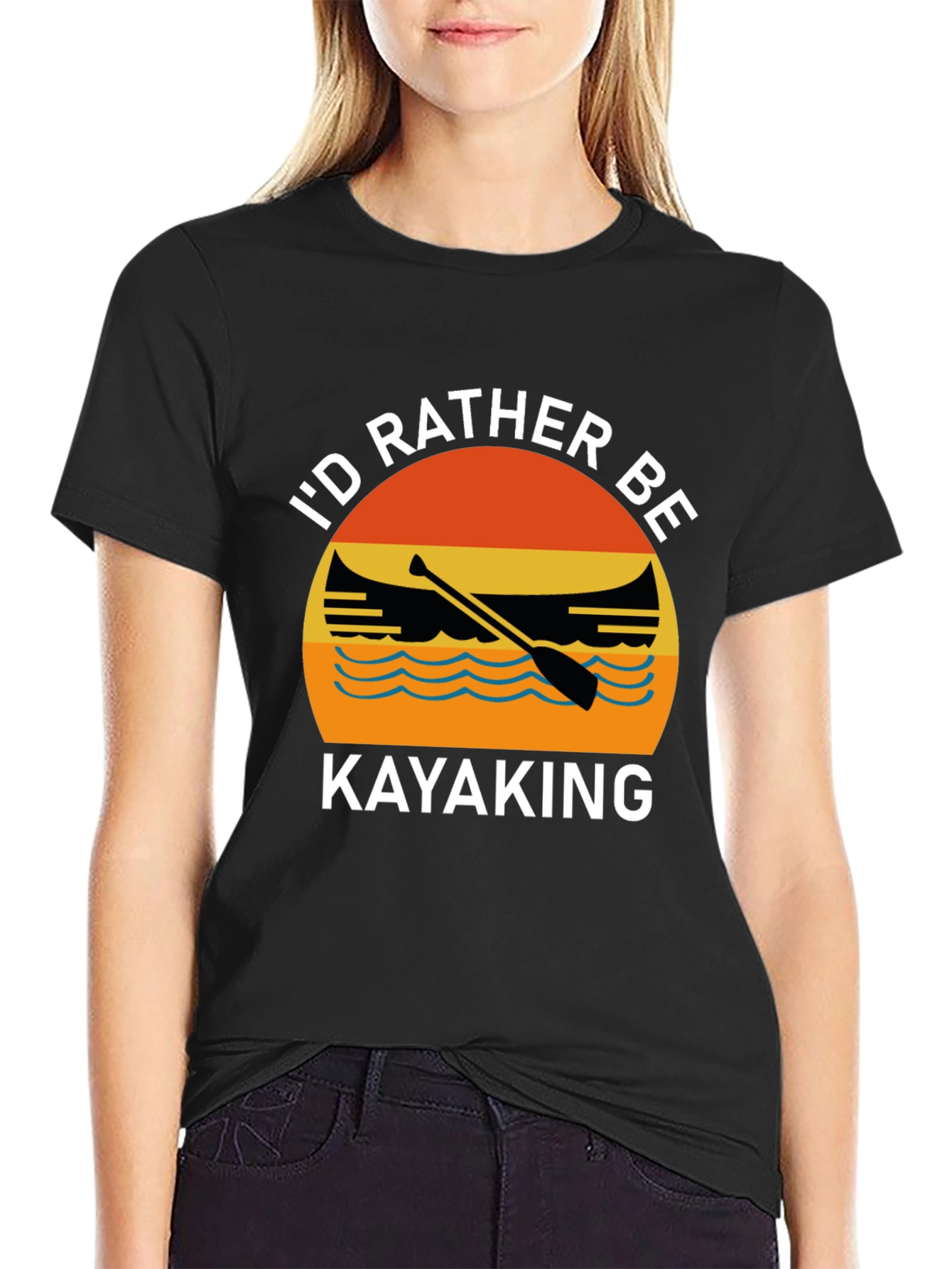 Black Kayaking Graphic T-Shirt view 2
