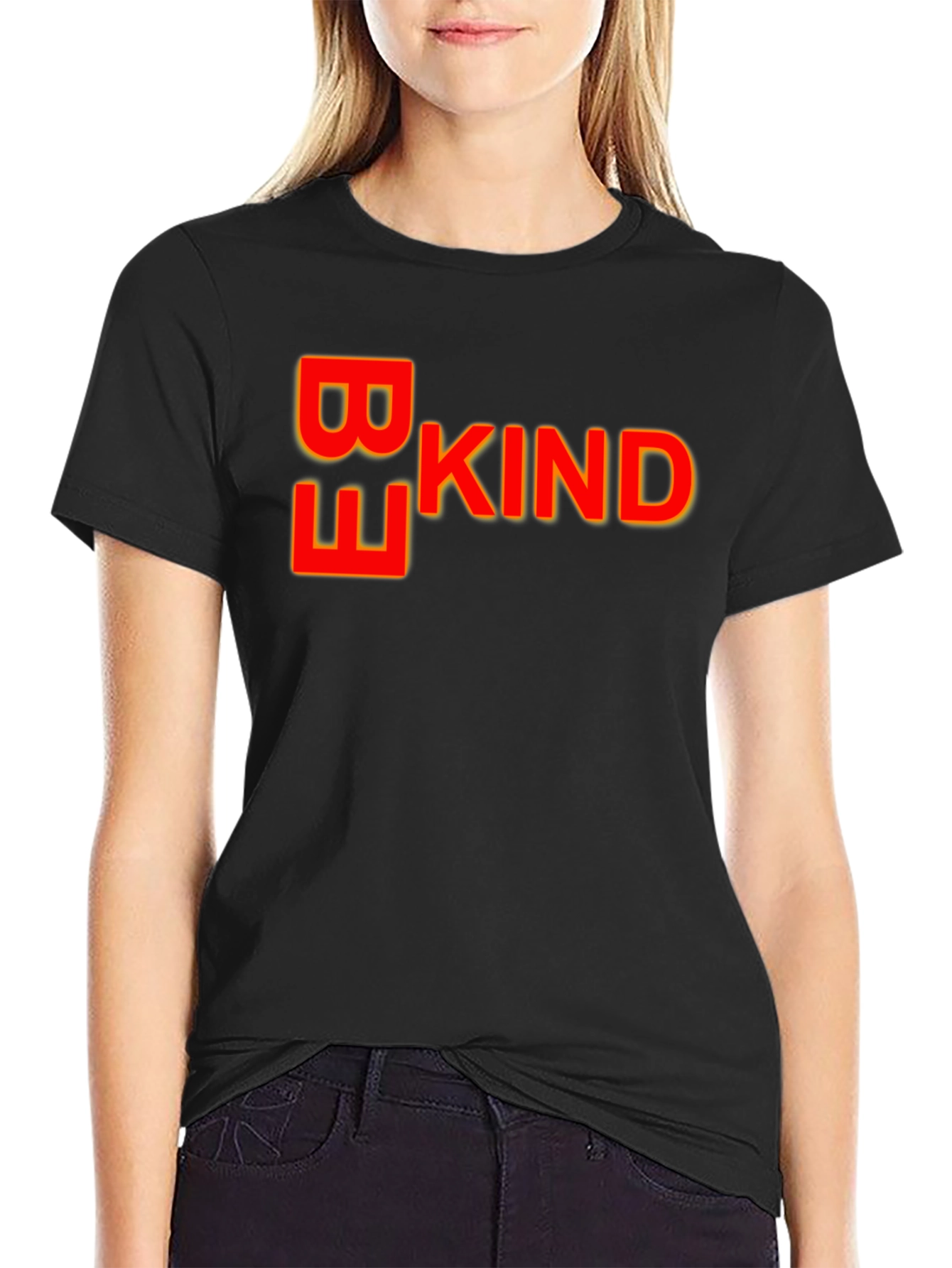 Black Be Kind T-Shirt - Stylish Crew Neck Soft Cotton Tee view 2