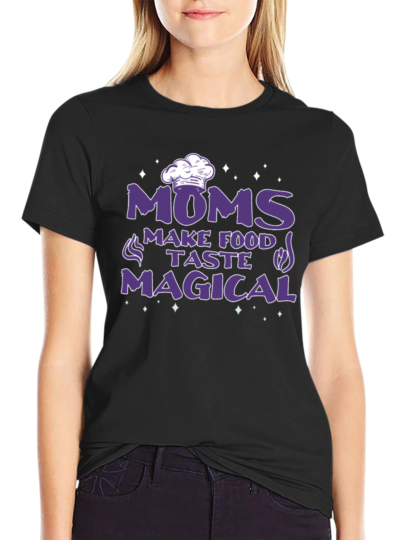 Black Moms Make Food Taste Magical Black T-Shirt view 2