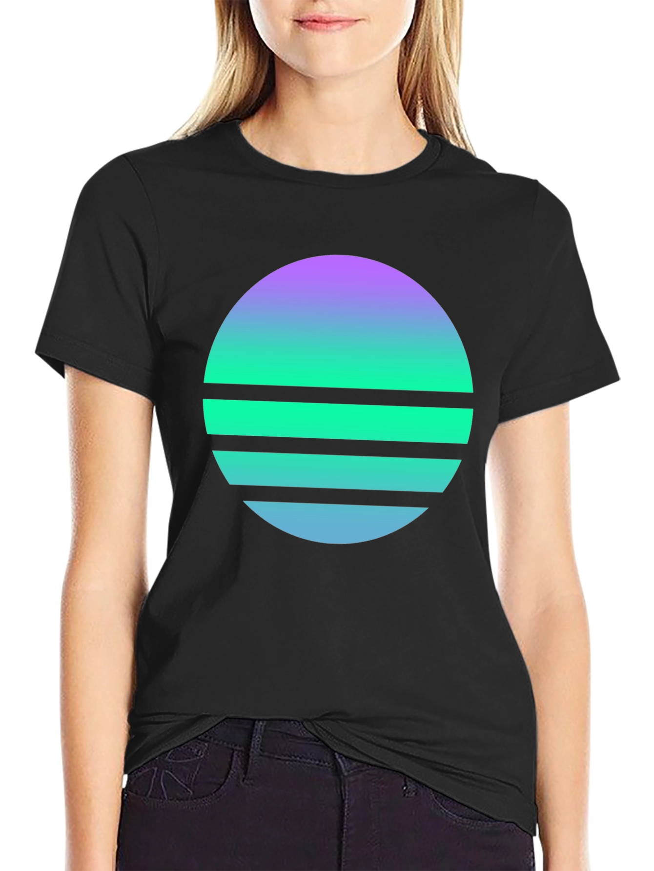 Black Retro Sunset Graphic Tee - Stylish Comfort view 2