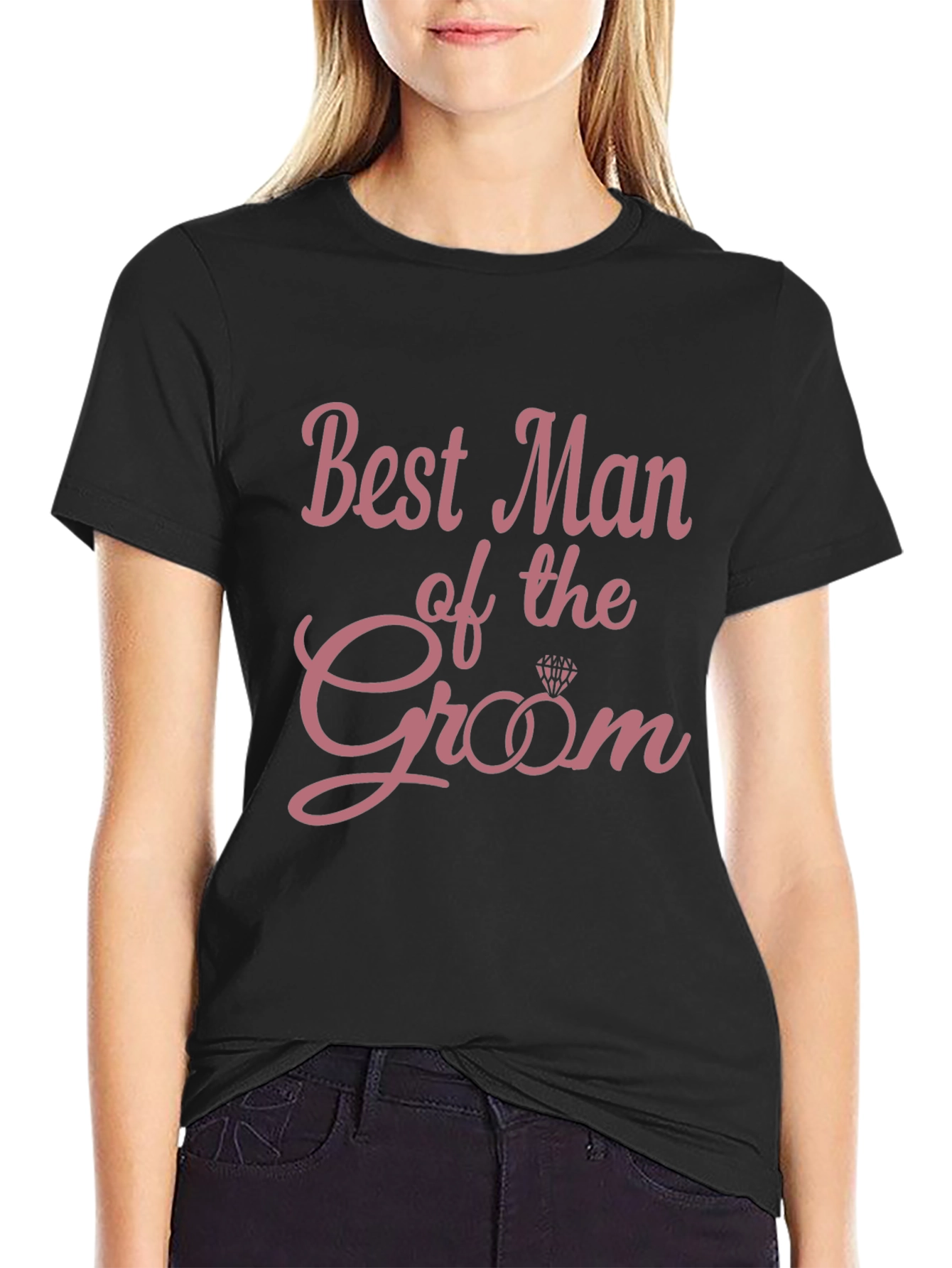 Black Best Man of the Groom T-Shirt - Wedding Party Apparel view 2