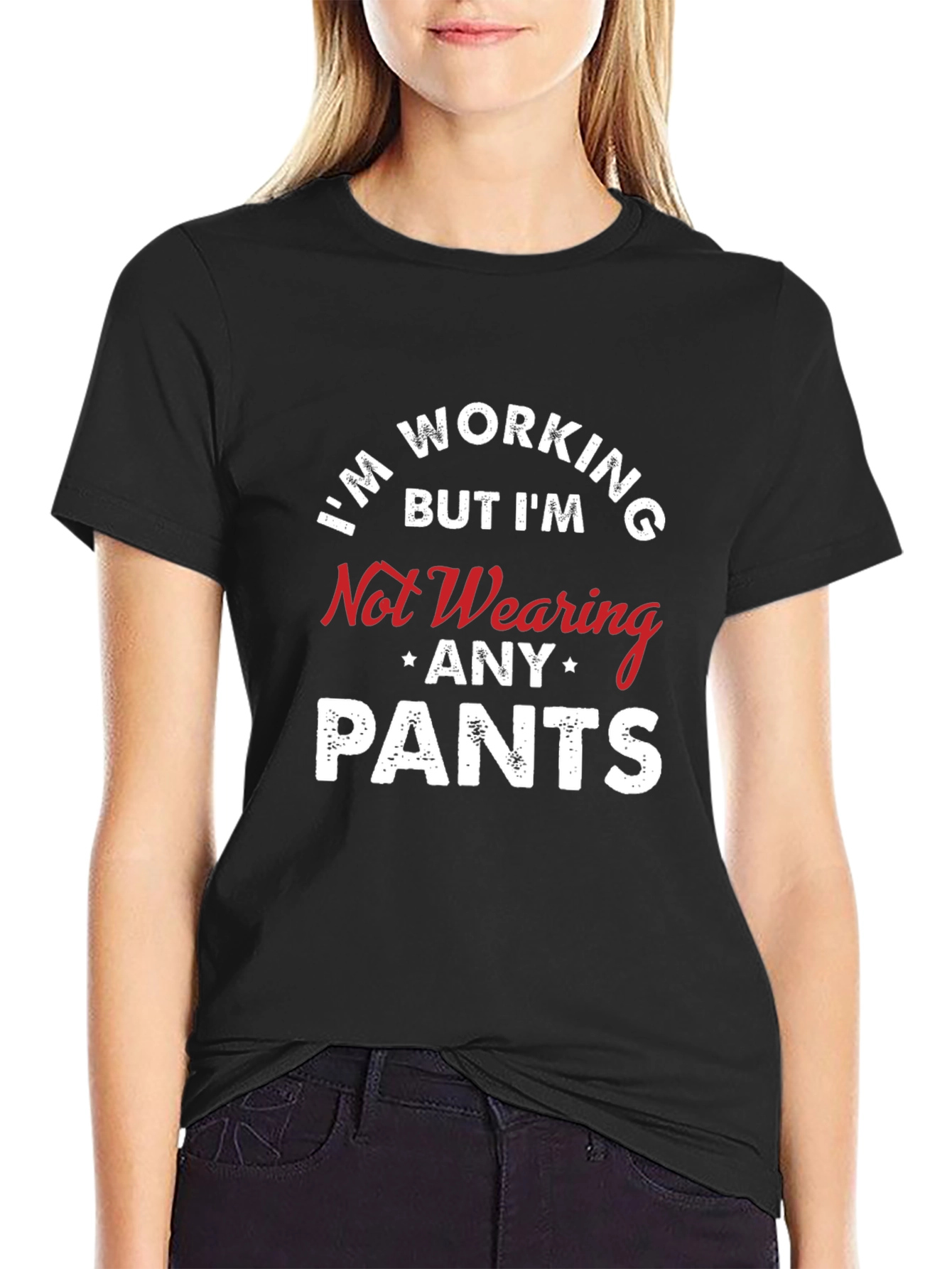 Black Funny "No Pants" T-Shirt - Work From Home Apparel view 2