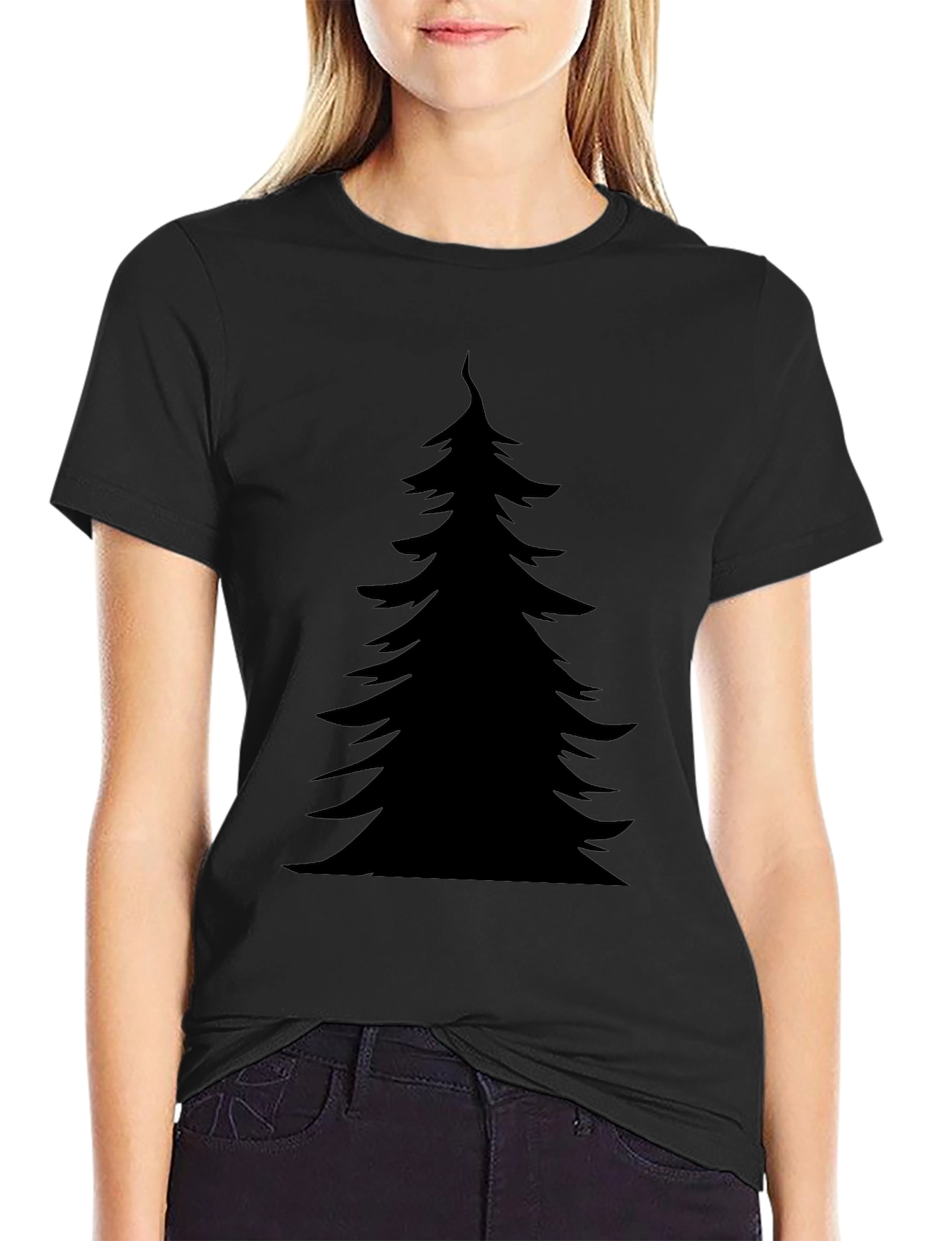 Black Black Christmas Tree Graphic Tee - Holiday Style view 2