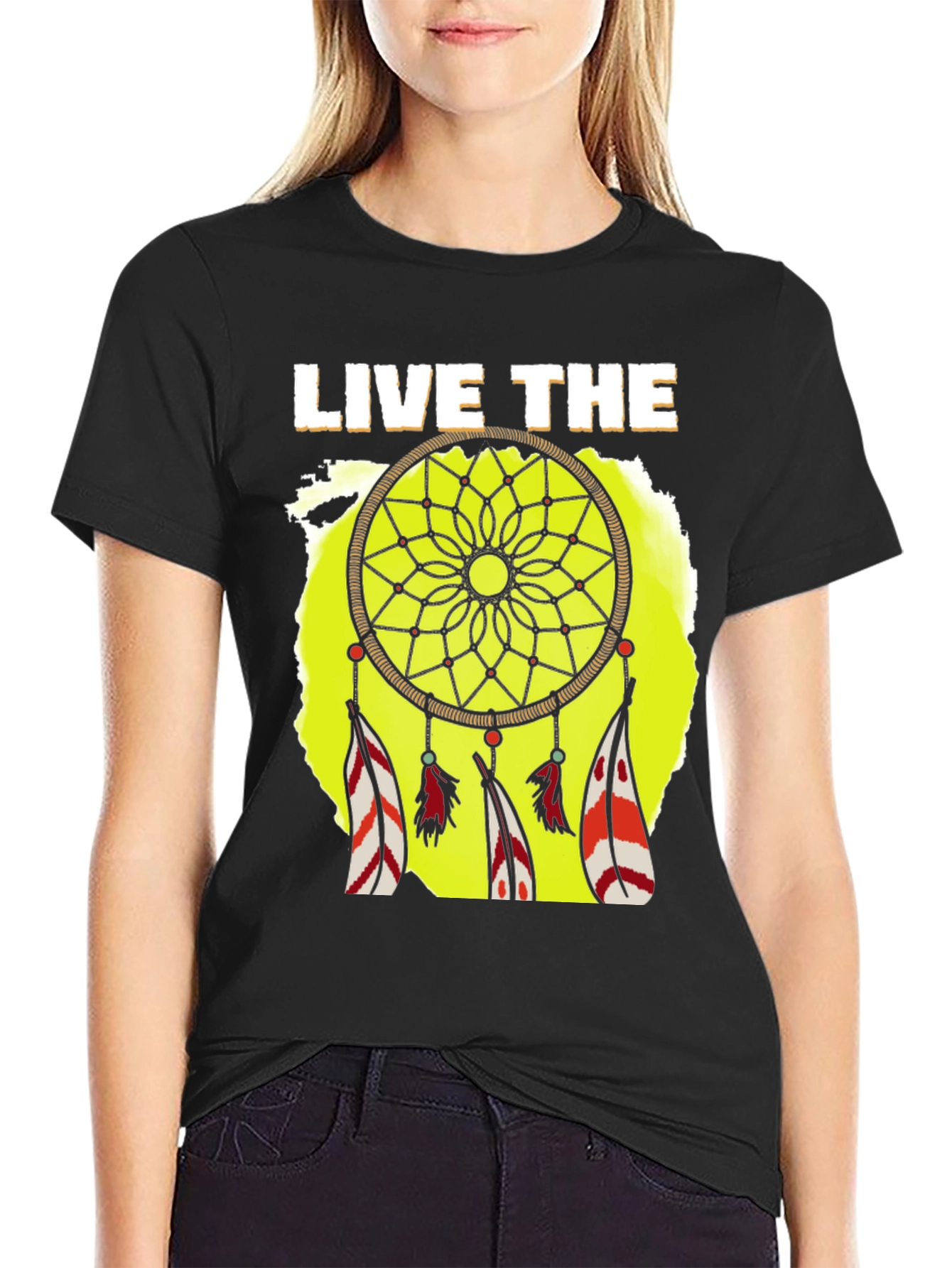 Black Live the Dreamcatcher T-Shirt - Black view 2