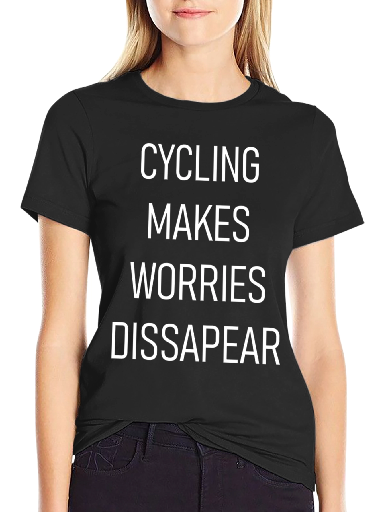 Black Cycling Makes Worries Disappear T-Shirt view 2