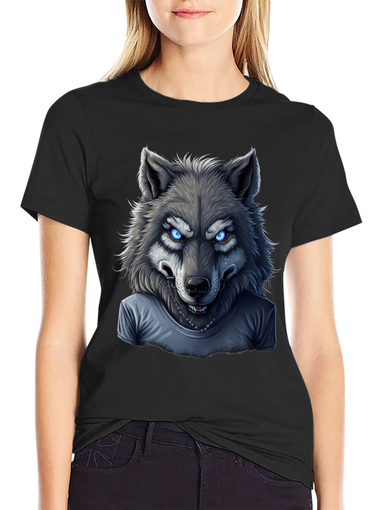 Black Wolf T-Shirt: Fierce Graphic Tee view 2