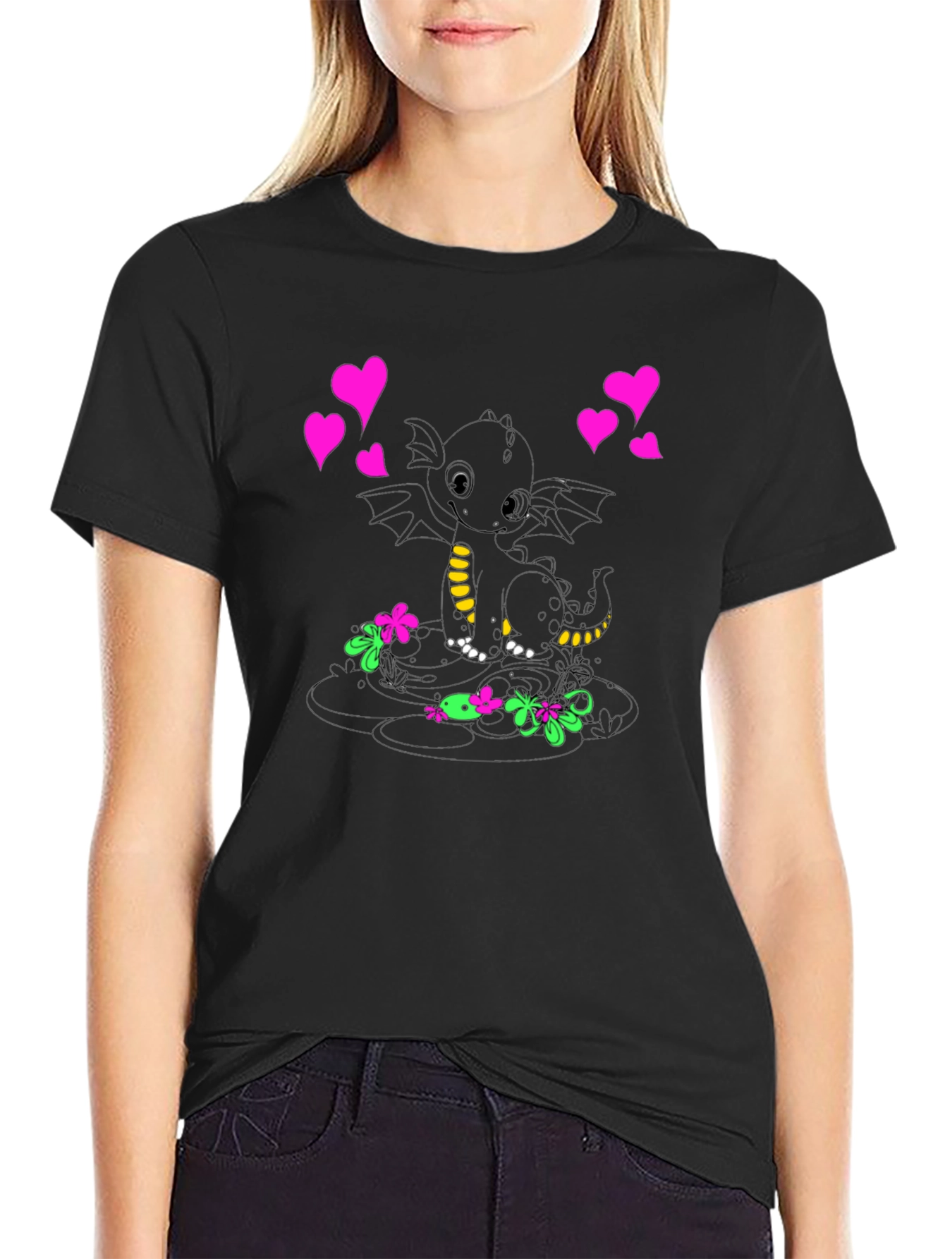Black Dragon Love T-Shirt - Black view 2