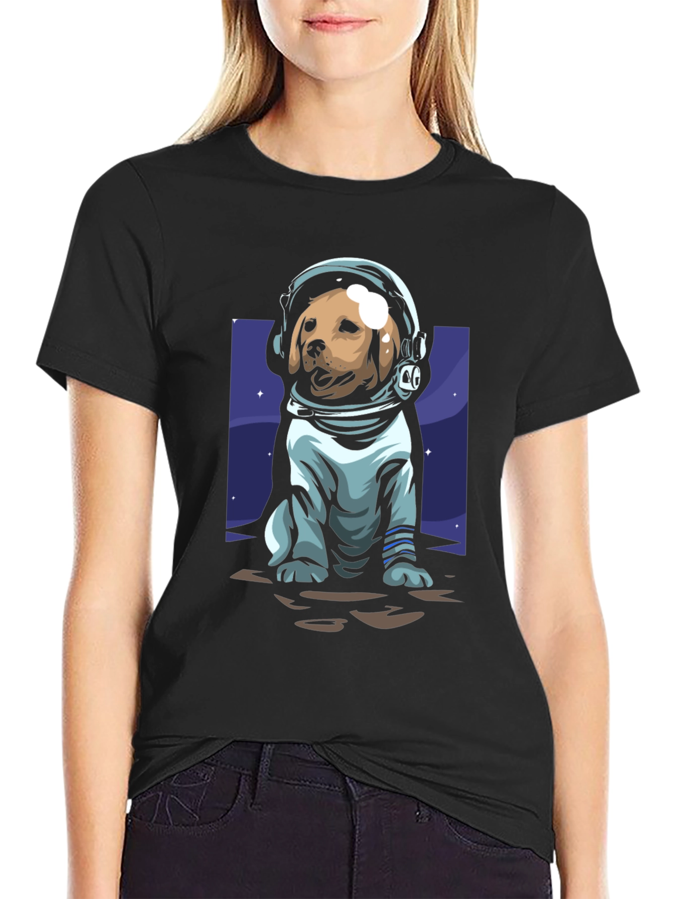 Black Dog Astronaut Graphic Tee - Black view 2