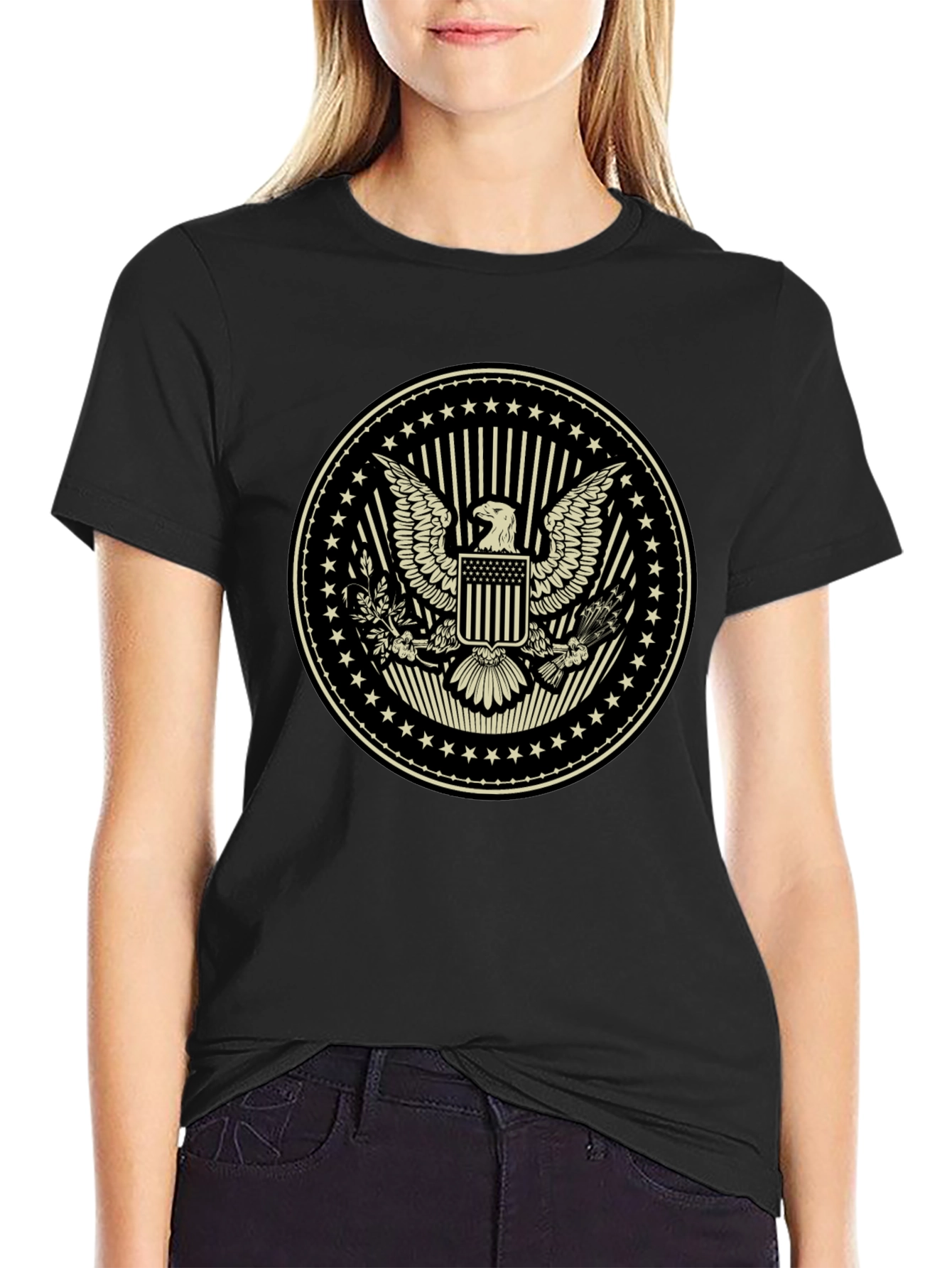 Black American Eagle Graphic Tee - Patriotic Style view 2