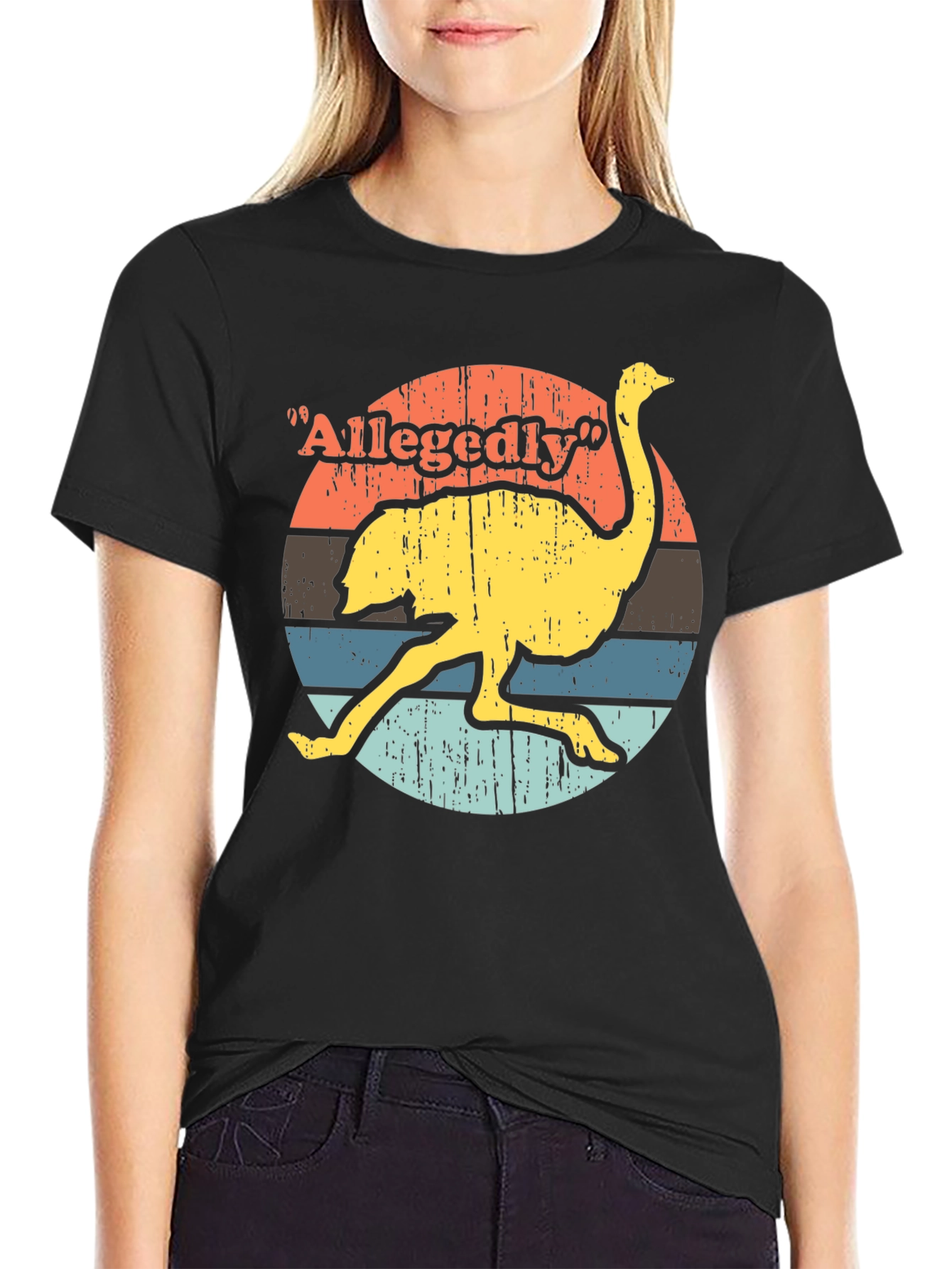 Black Allegedly Ostrich T-Shirt - Retro Style view 2