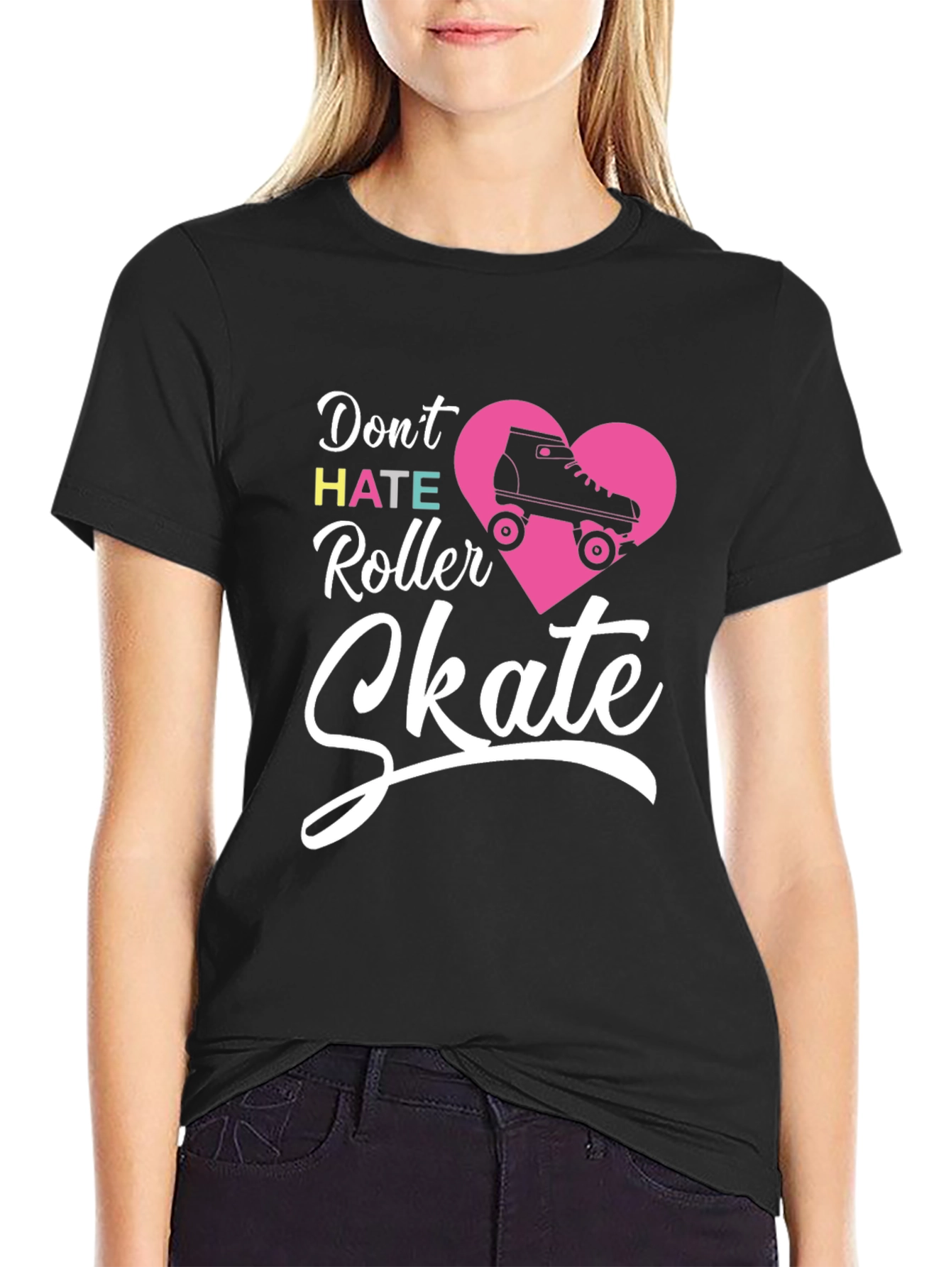 Black Don't Hate Roller Skate T-Shirt view 2