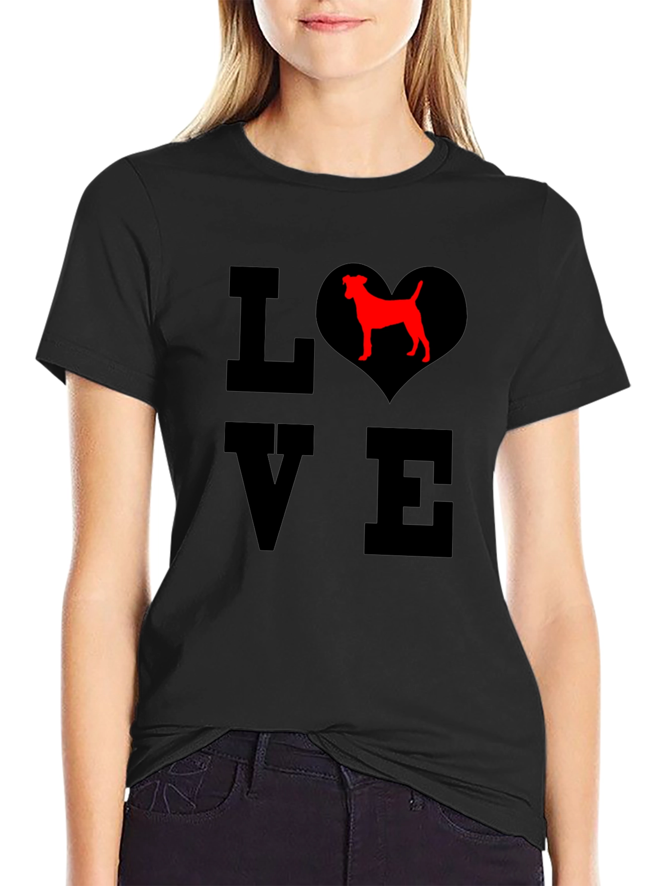 Black Love Dog T-Shirt - Heart Pet Graphic Tee view 2