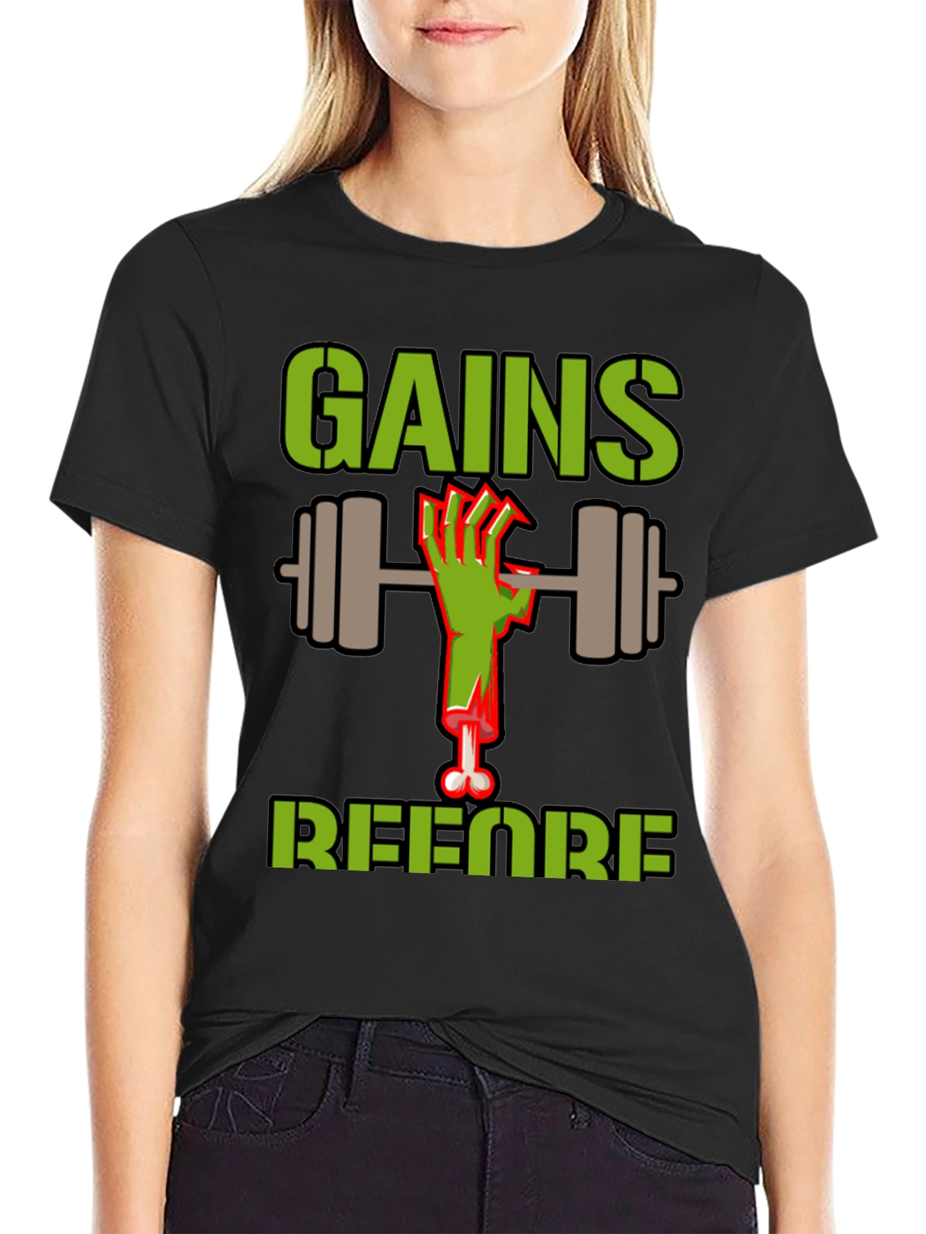 Gains Before Brains Zombie Workout T-Shirt - 2