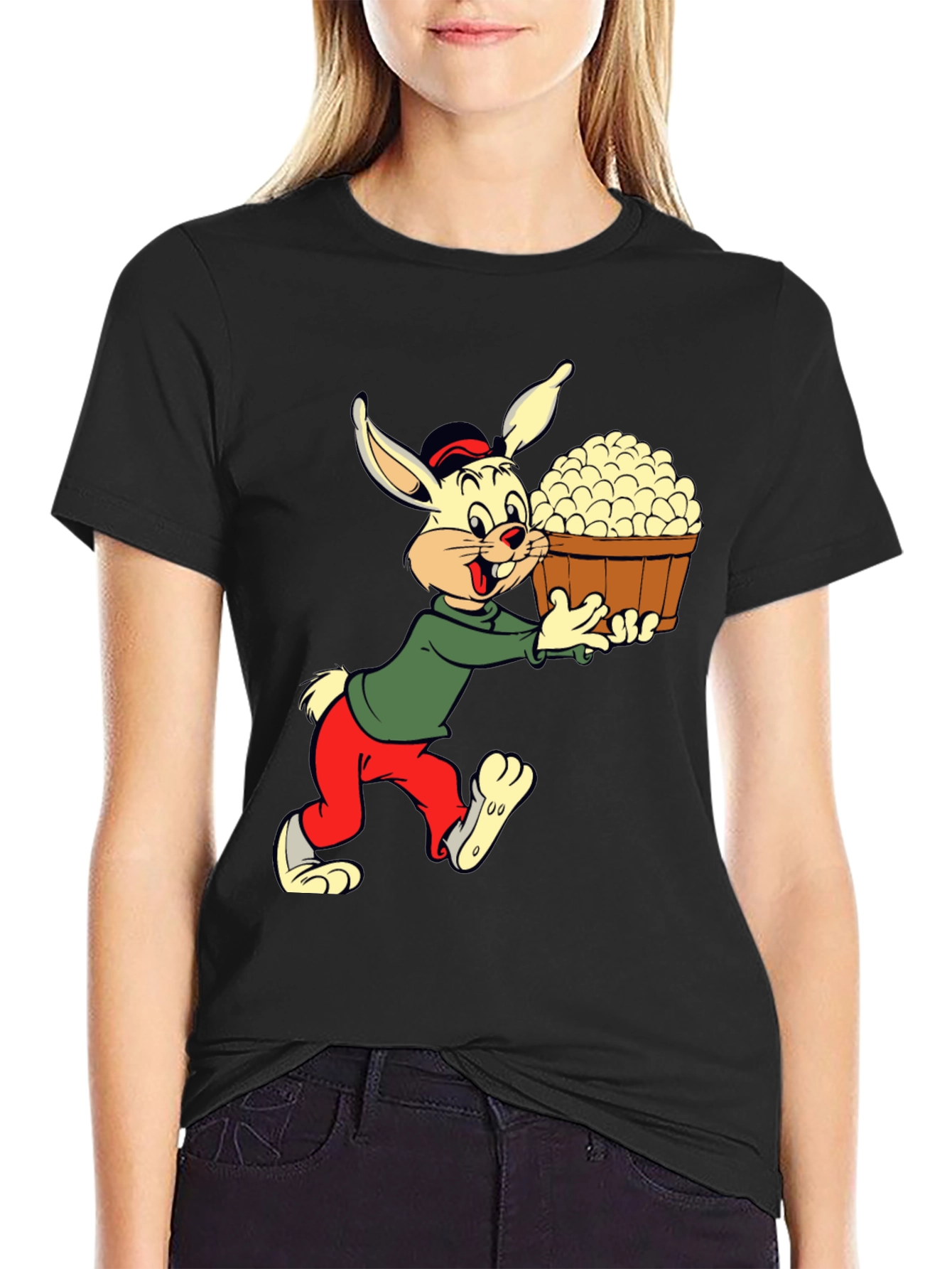 Black Cartoon Rabbit T-Shirt view 2