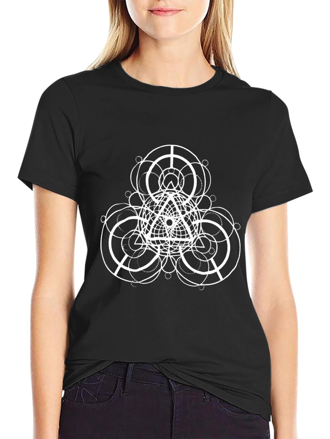 Black Geometric Triangle Graphic T-Shirt view 2