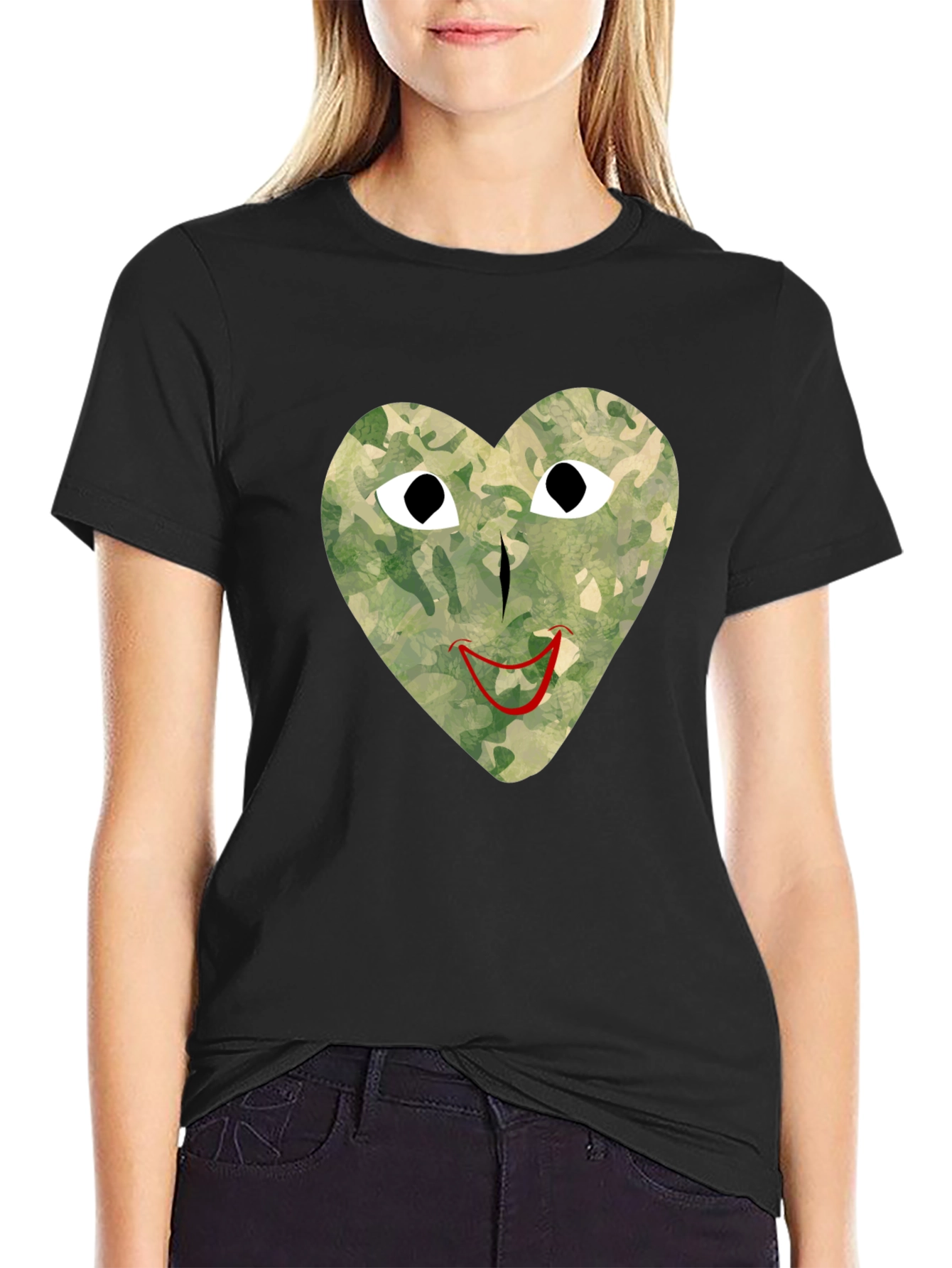 Black Camo Heart Graphic Tee - Unique Streetwear Style view 2