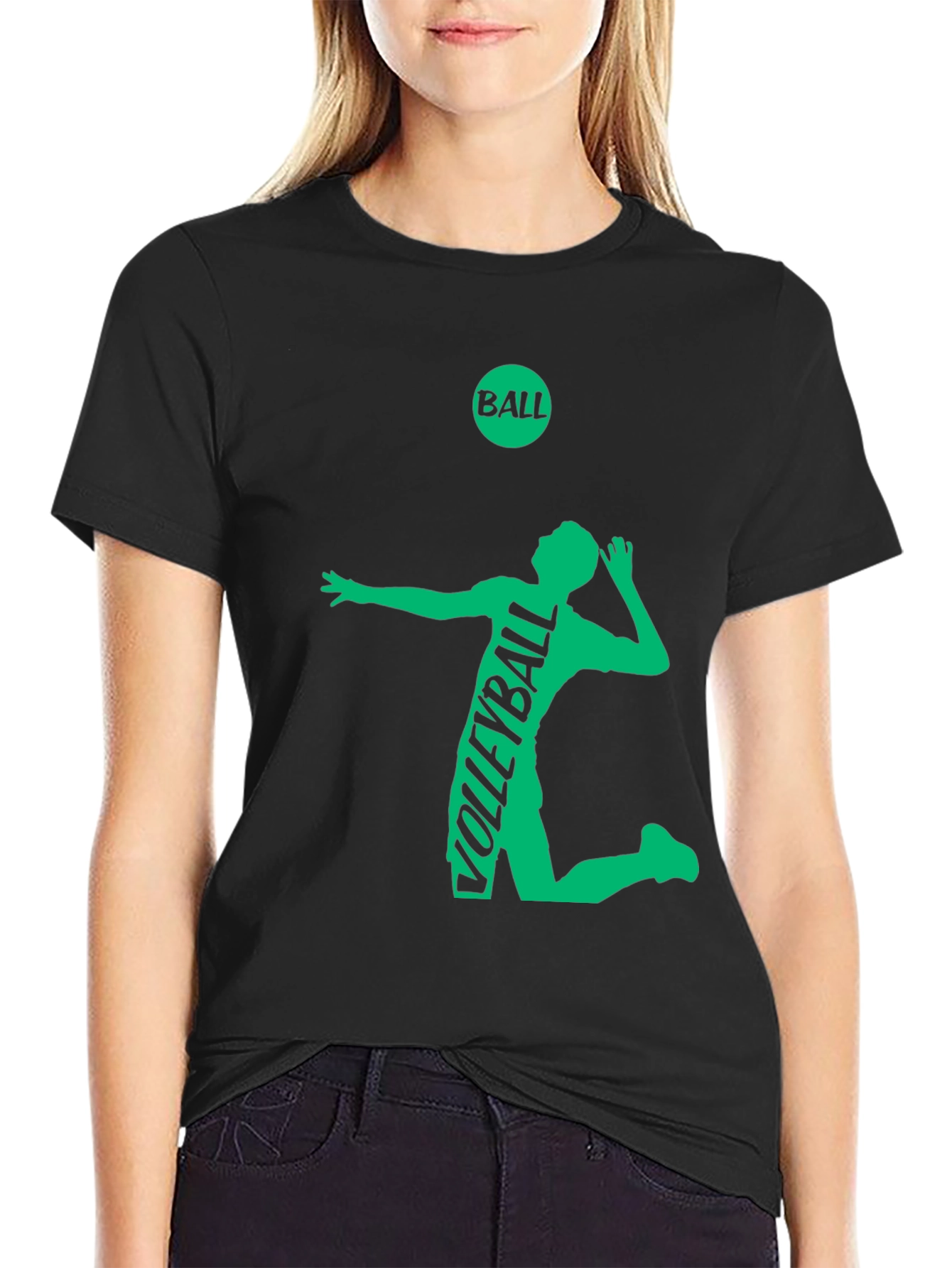 Black Volleyball Player Graphic Tee - Black Cotton view 2