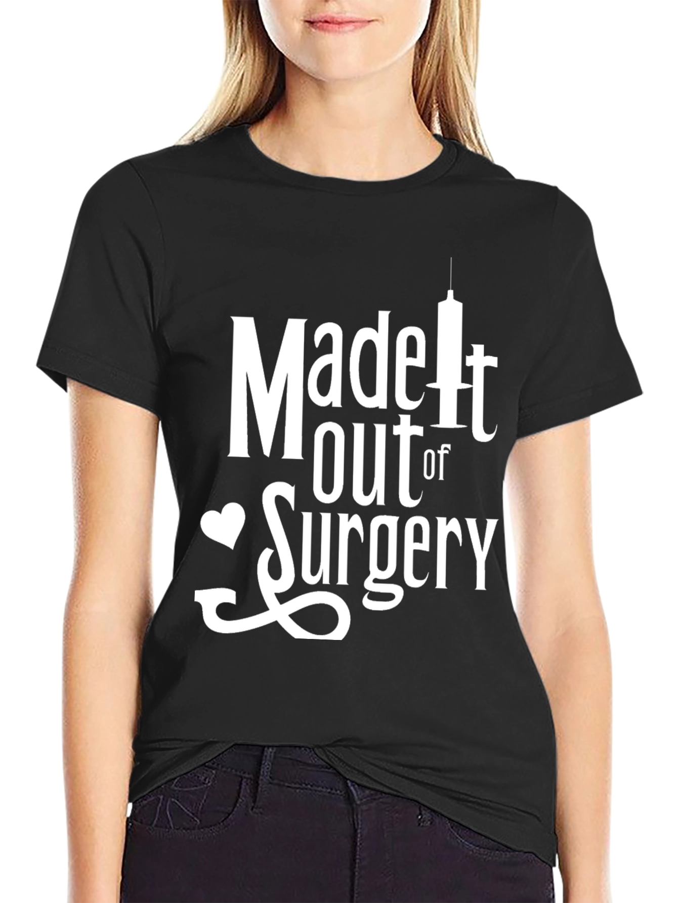 Black Made it Out of Surgery T-Shirt - Unique Recovery Gift view 2