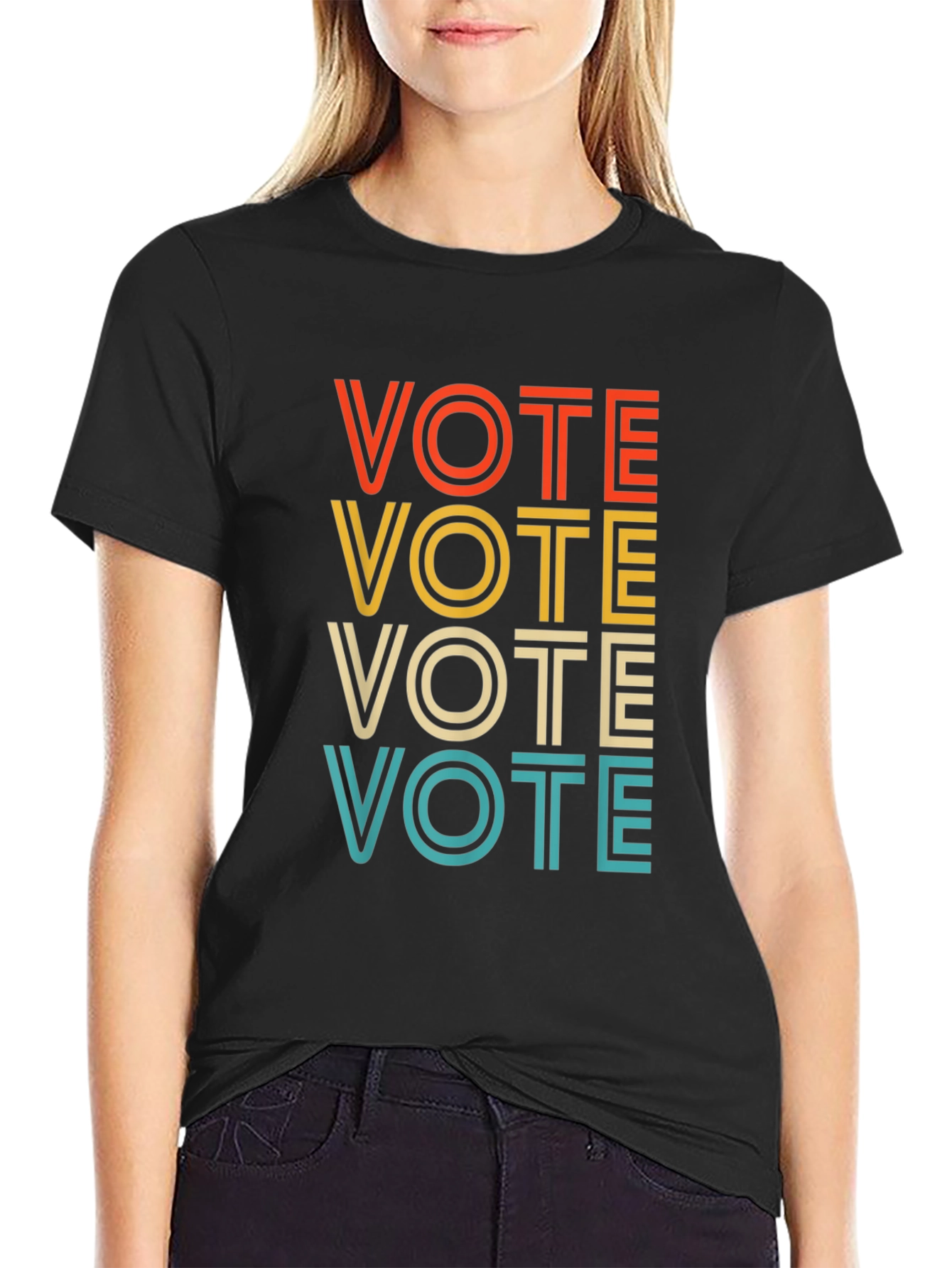 Black Retro Vote Graphic T-Shirt - Election Reminder Tee view 2