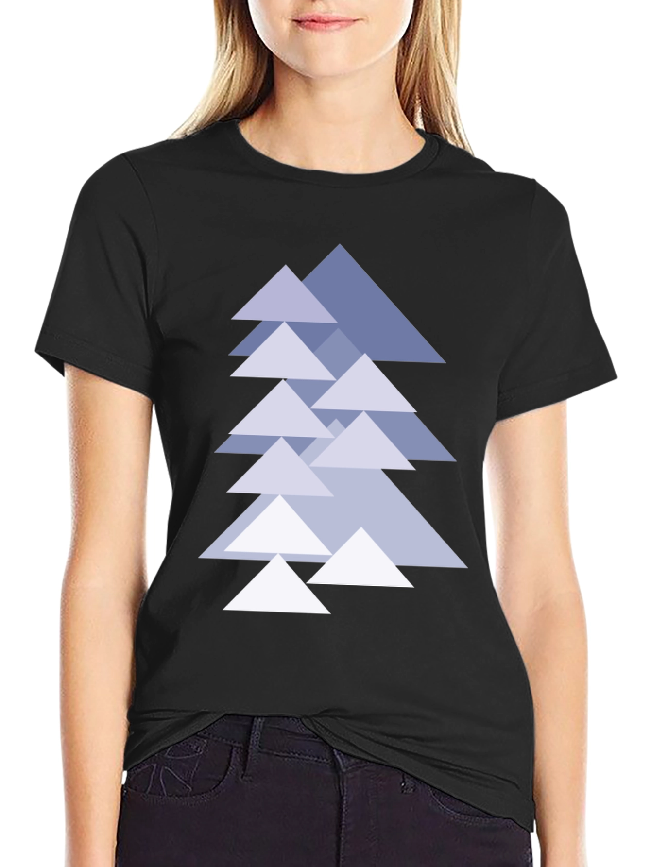 Black Geometric Tree T-Shirt - Modern Minimalist Design view 2