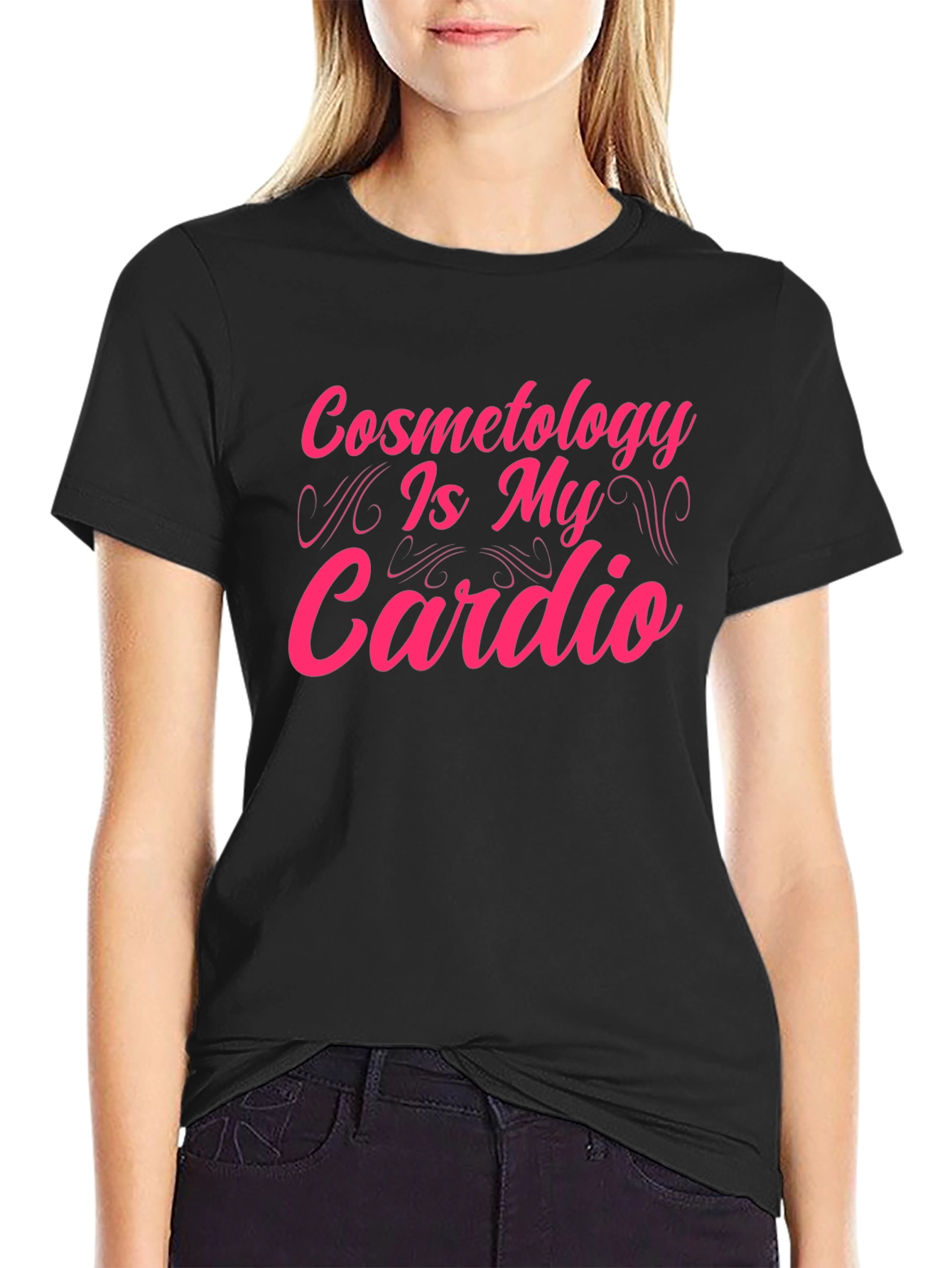 Black Cosmetology Is My Cardio Black T-Shirt view 2