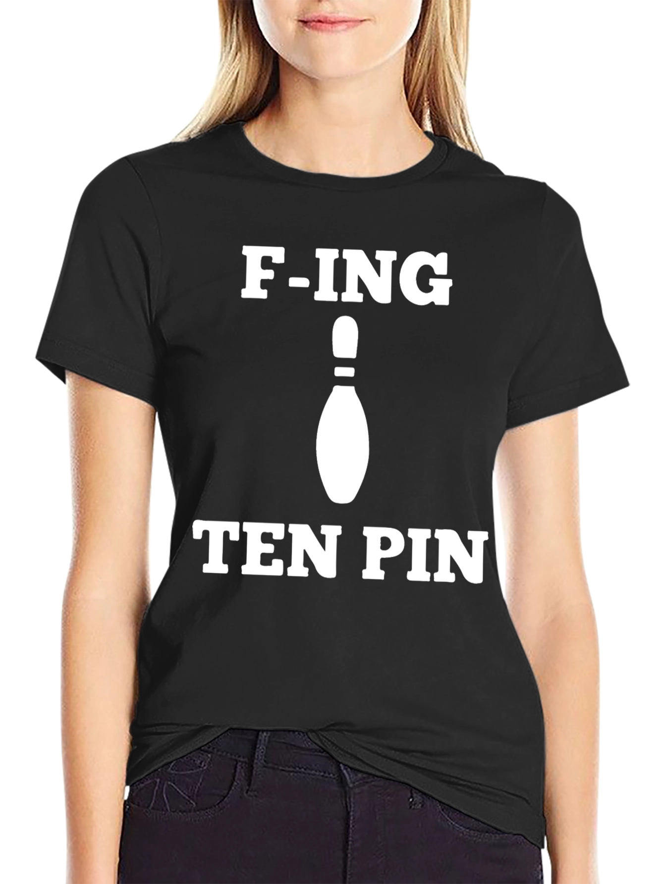 Black F-ING Ten Pin Graphic T-Shirt - Black Cotton Tee view 2