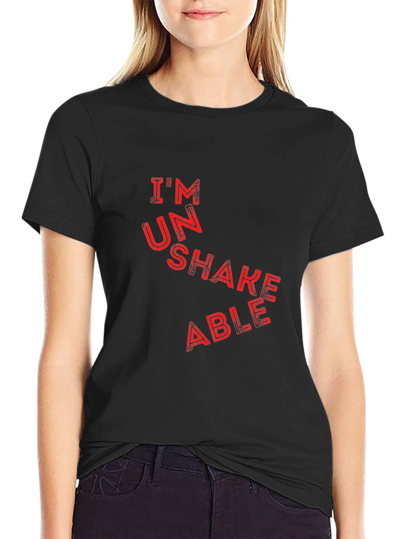 Black Unshakeable Graphic Tee - Black Cotton T-Shirt view 2