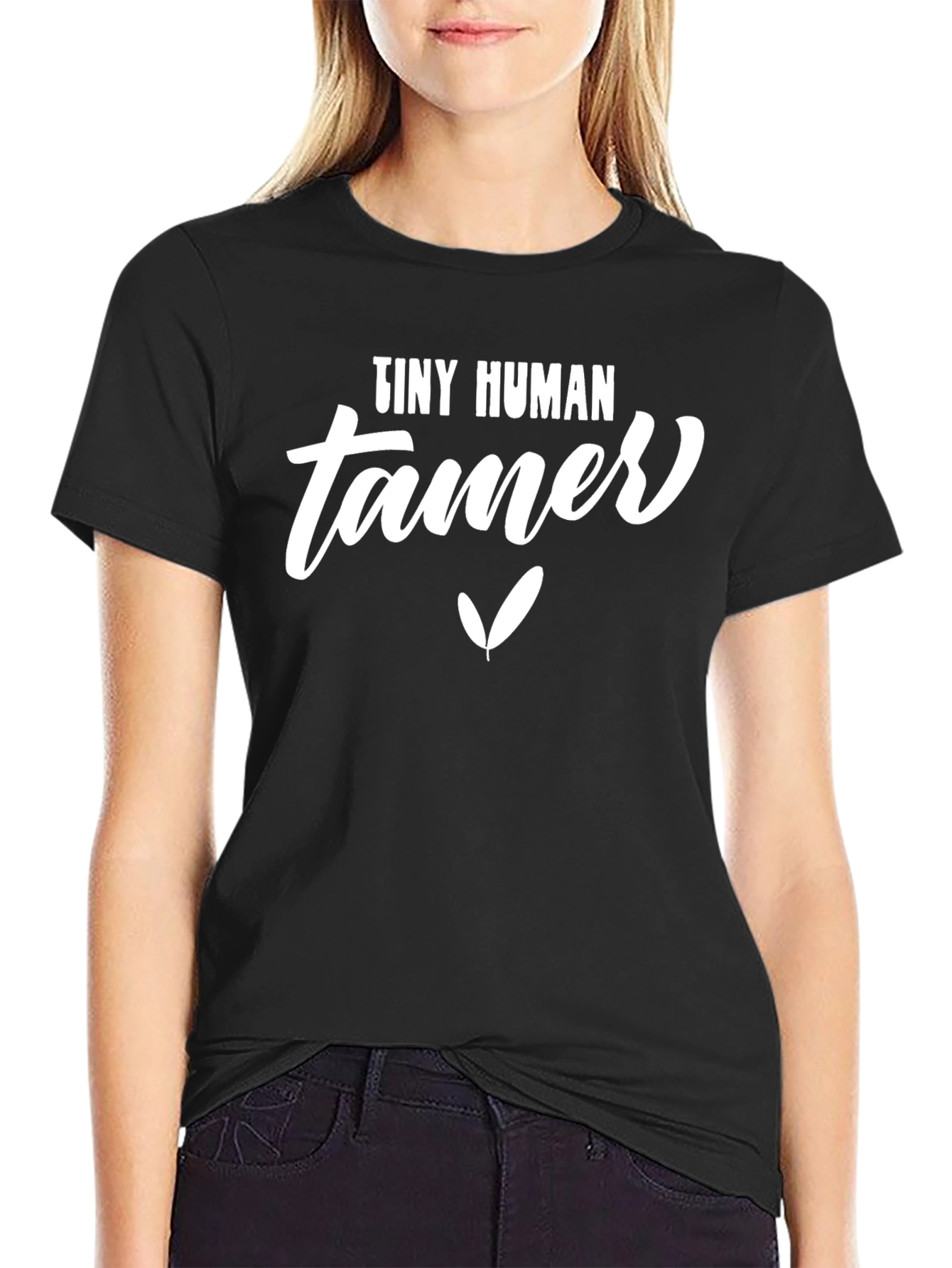 Black Tiny Human Tamer Graphic Tee - Soft Cotton Blend view 2