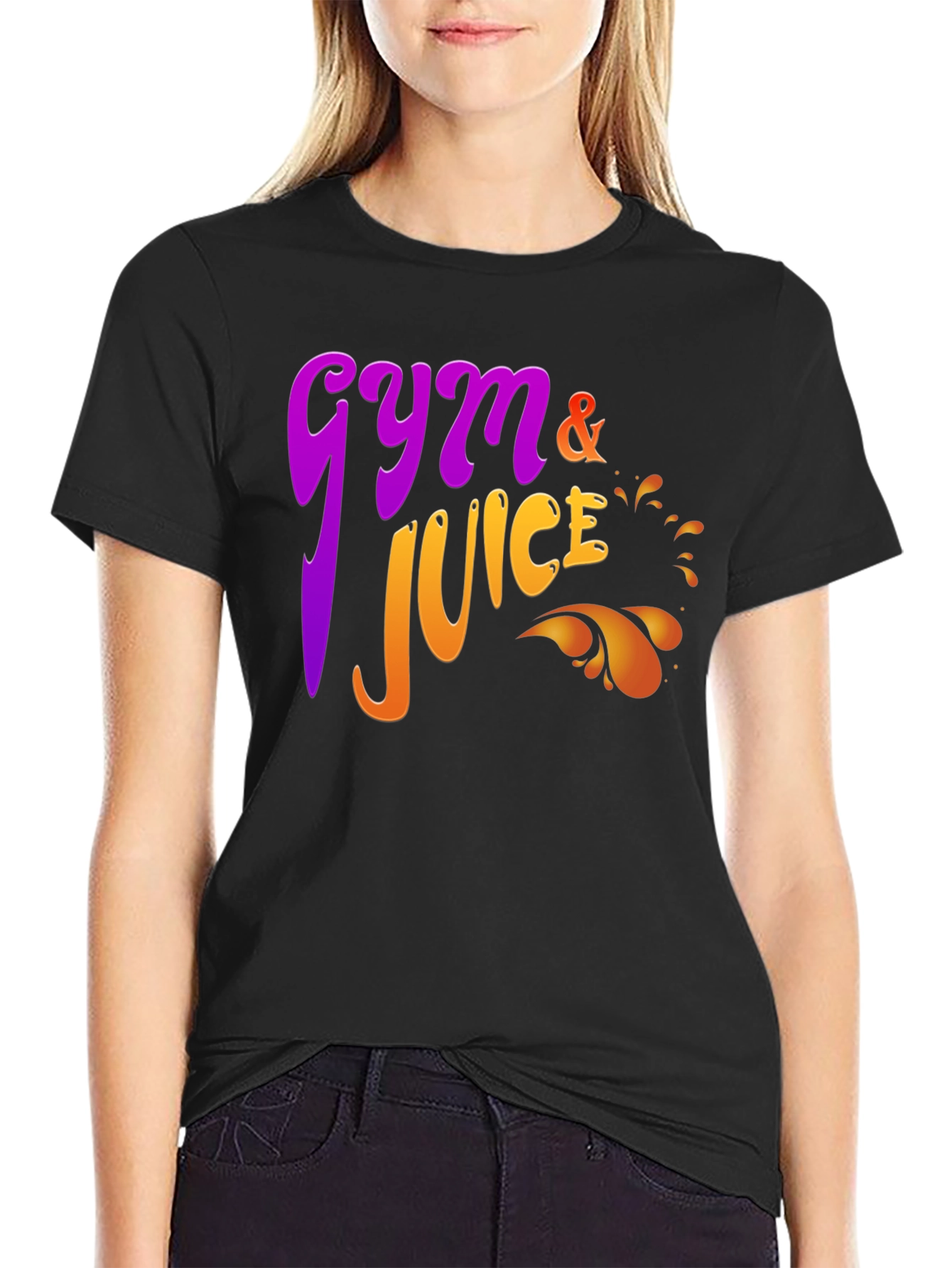 Black Gym & Juice Graphic Print T-Shirt view 2