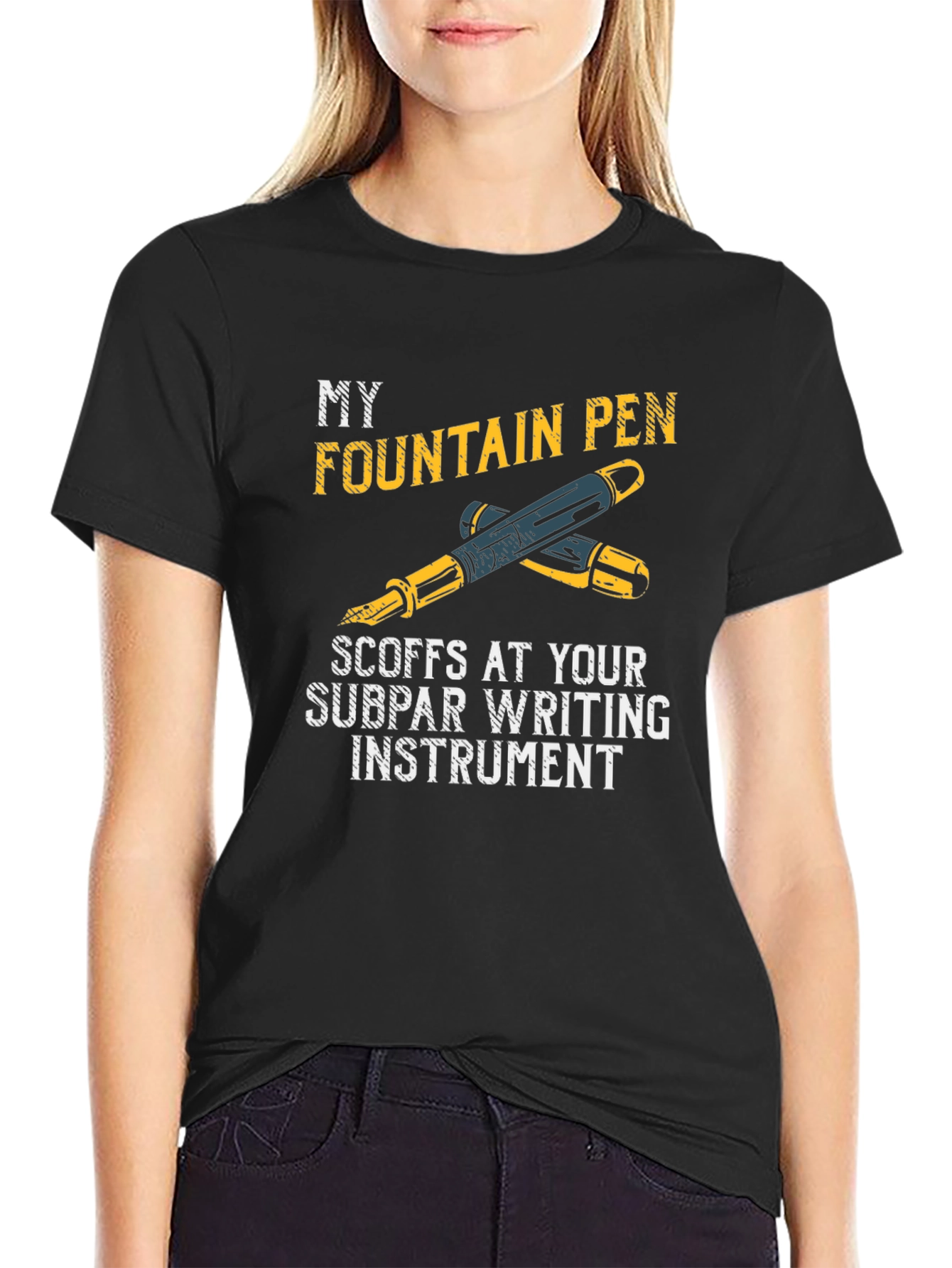 Black Fountain Pen T-Shirt - Superior Writing Instrument Tee view 2
