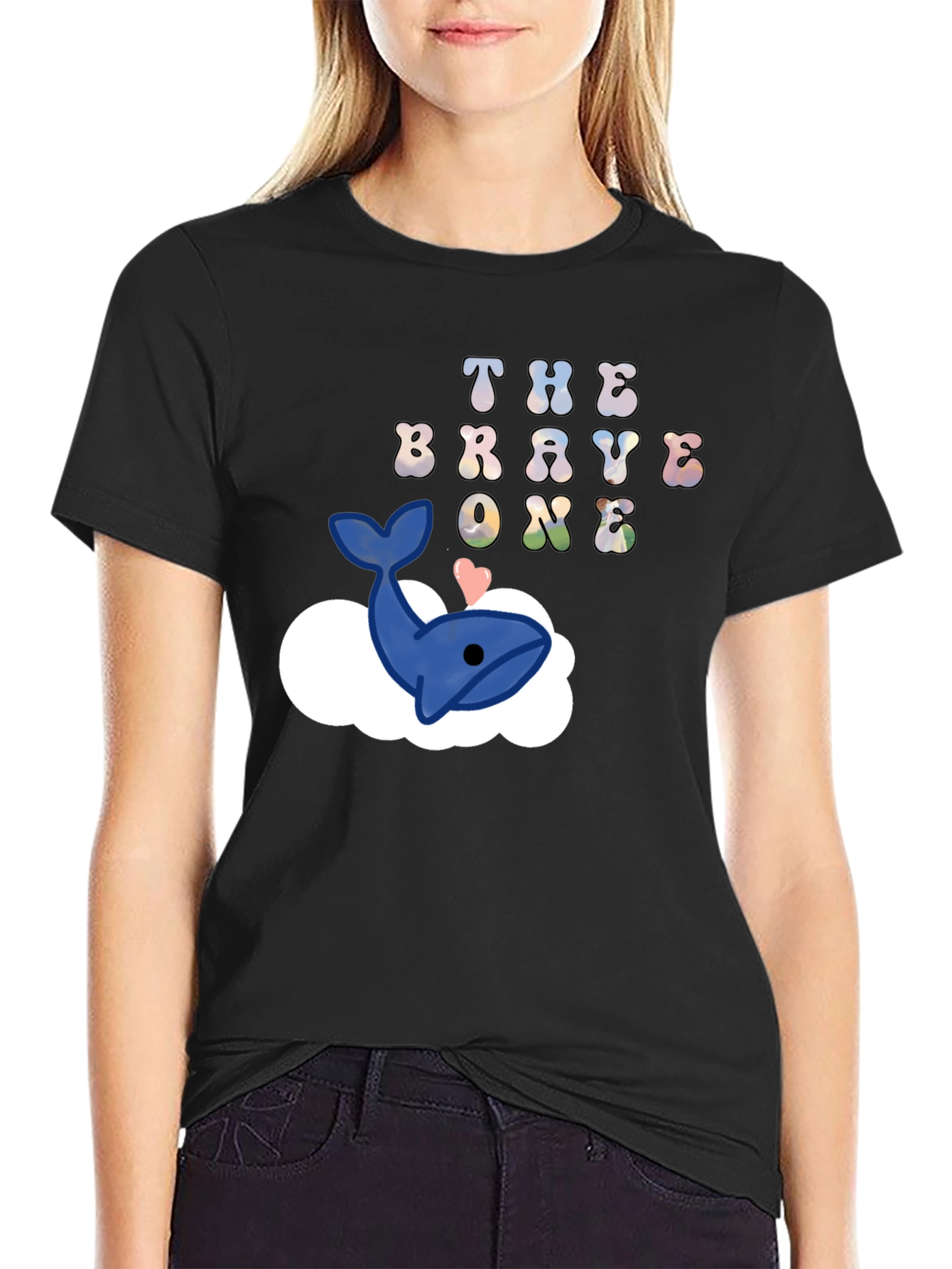 Black The Brave One Whale Cloud T-Shirt view 2