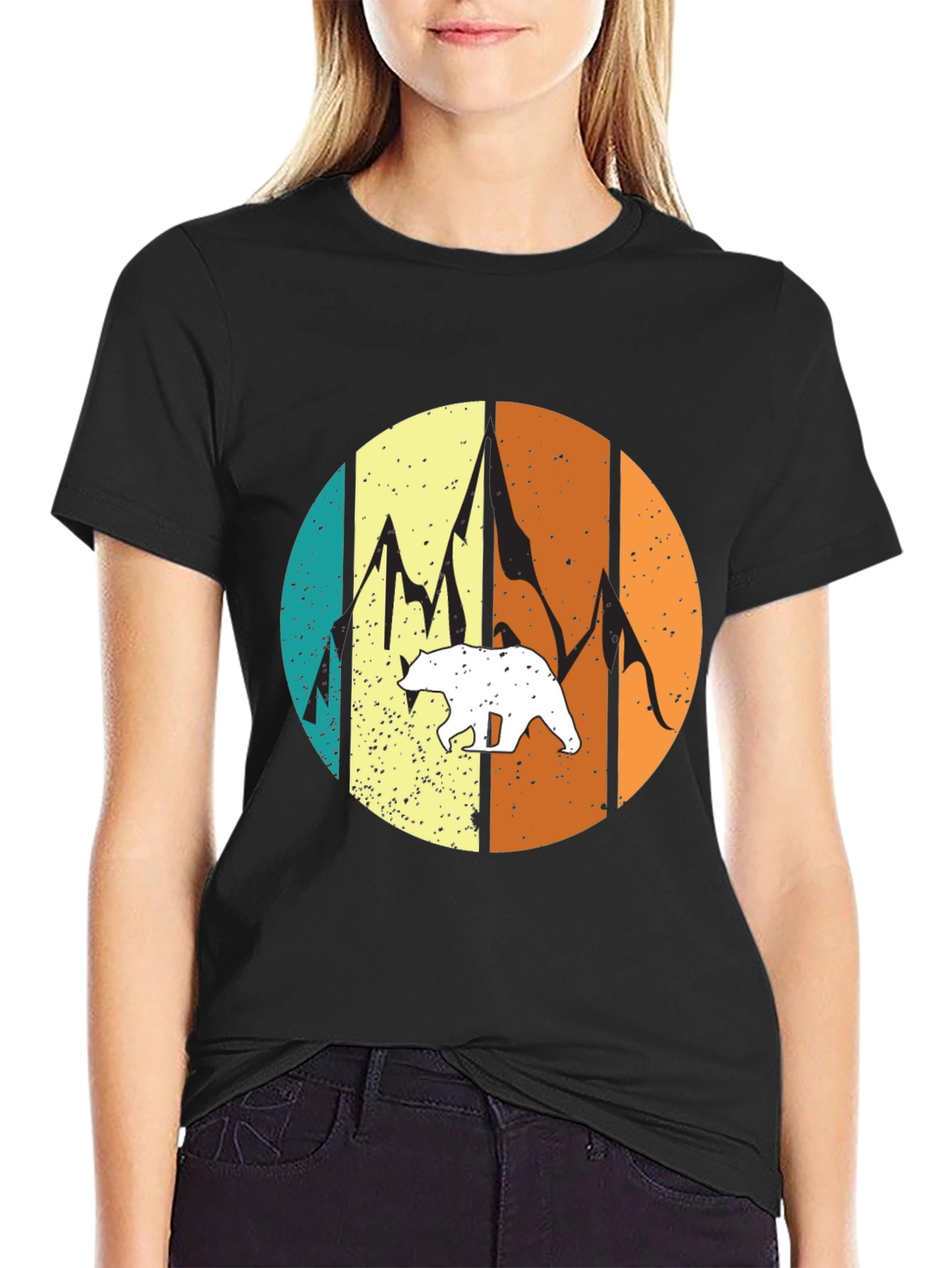 Black Vintage Bear Mountain Graphic Tee - Black view 2