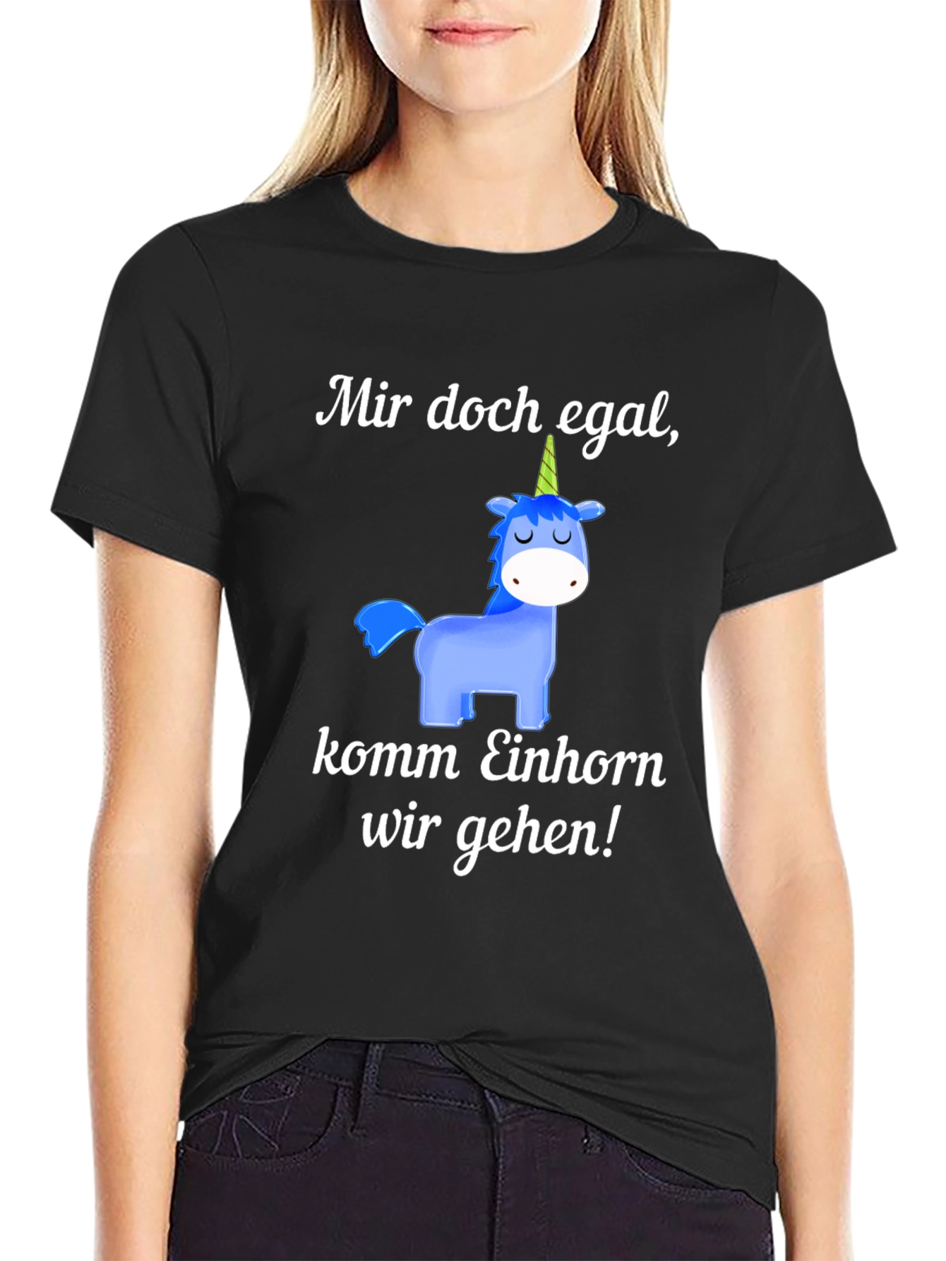 Black Unicorn T-Shirt: Mir doch egal, komm Einhorn wir gehen! view 2