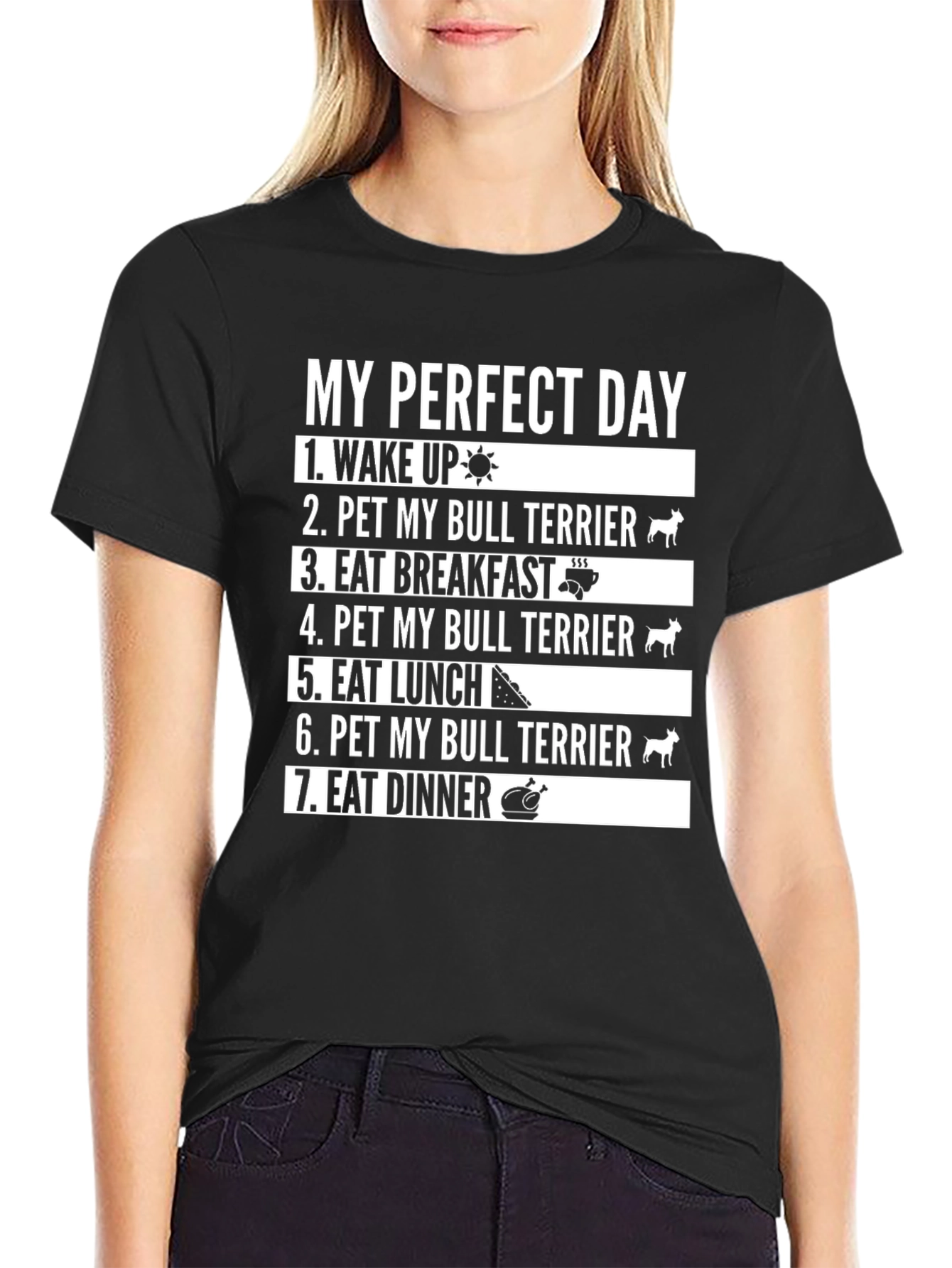 Black Perfect Day Bull Terrier T-Shirt view 2