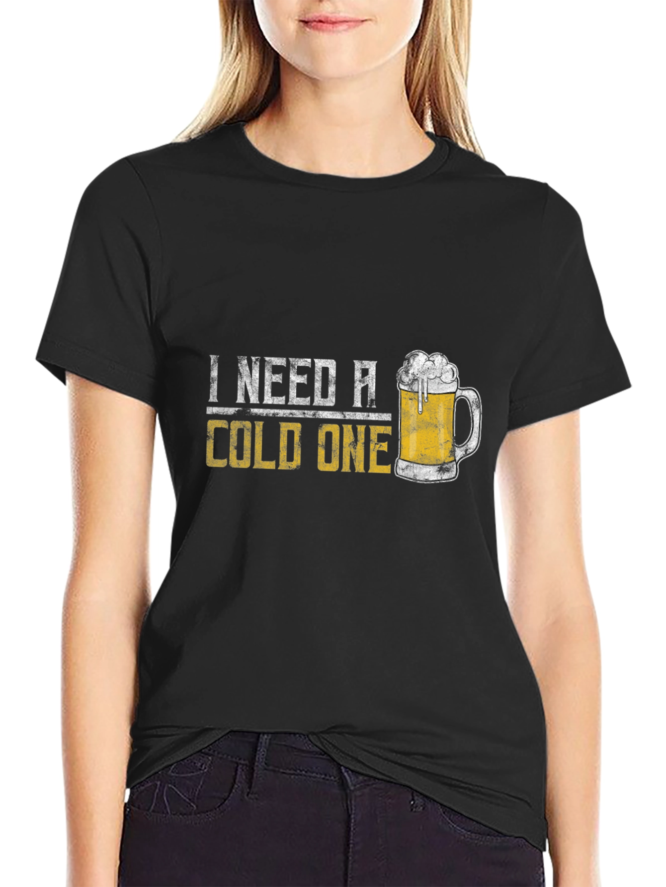 Black I Need A Cold One Graphic Tee - Beer Lover T-Shirt view 2