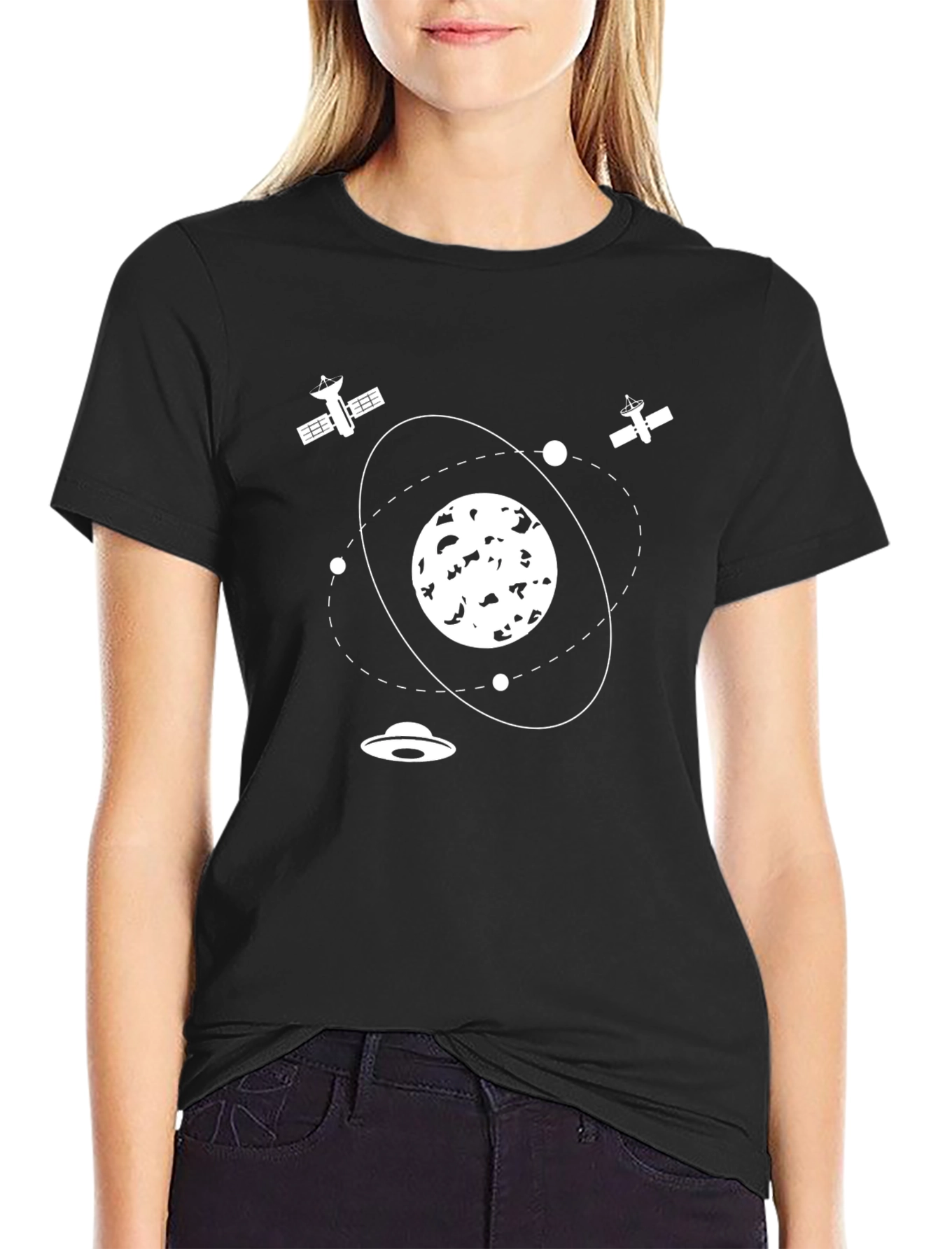 Black Space Graphic Black T-Shirt view 2