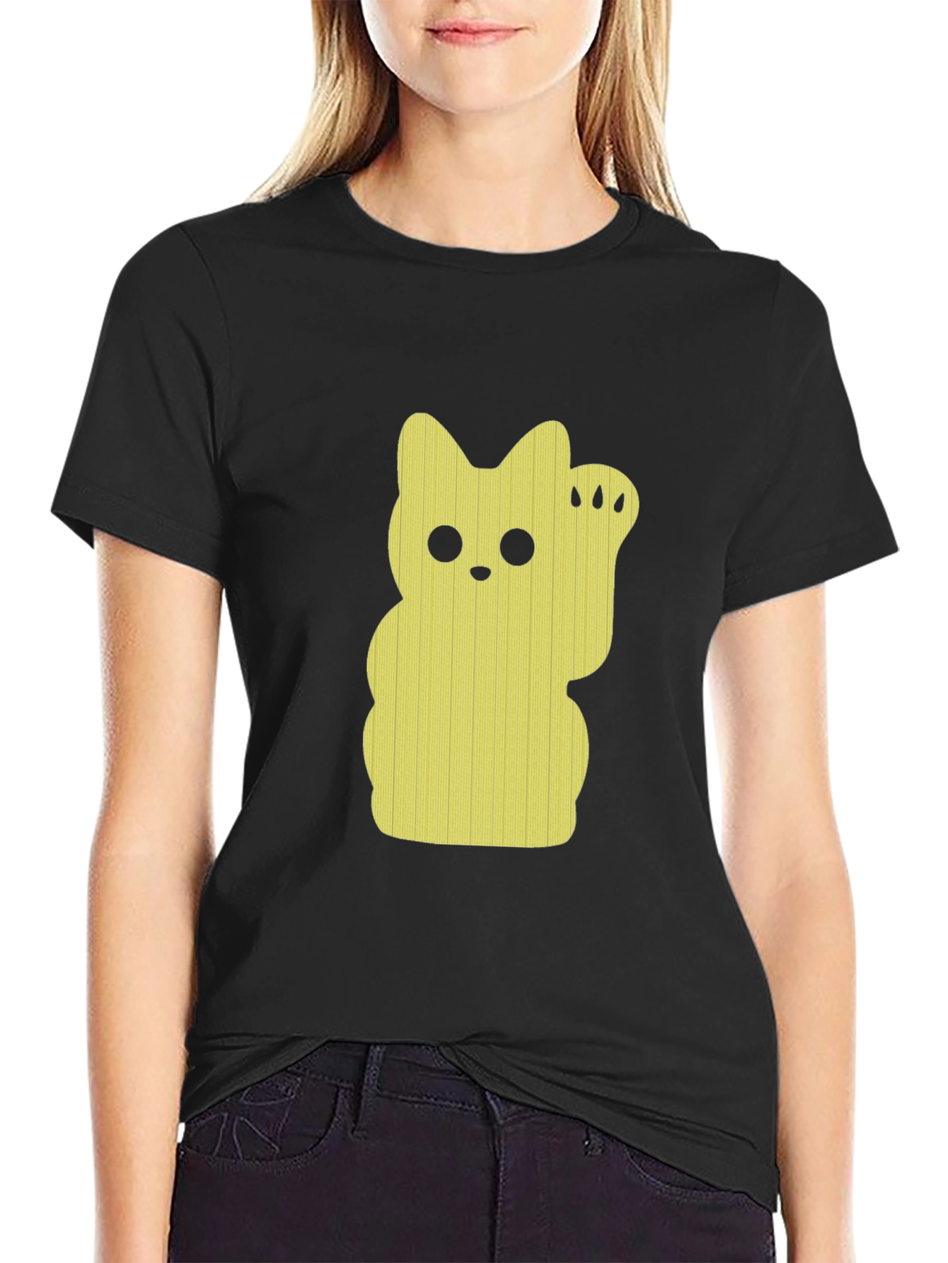 Black Lucky Cat Graphic Tee - Black view 2