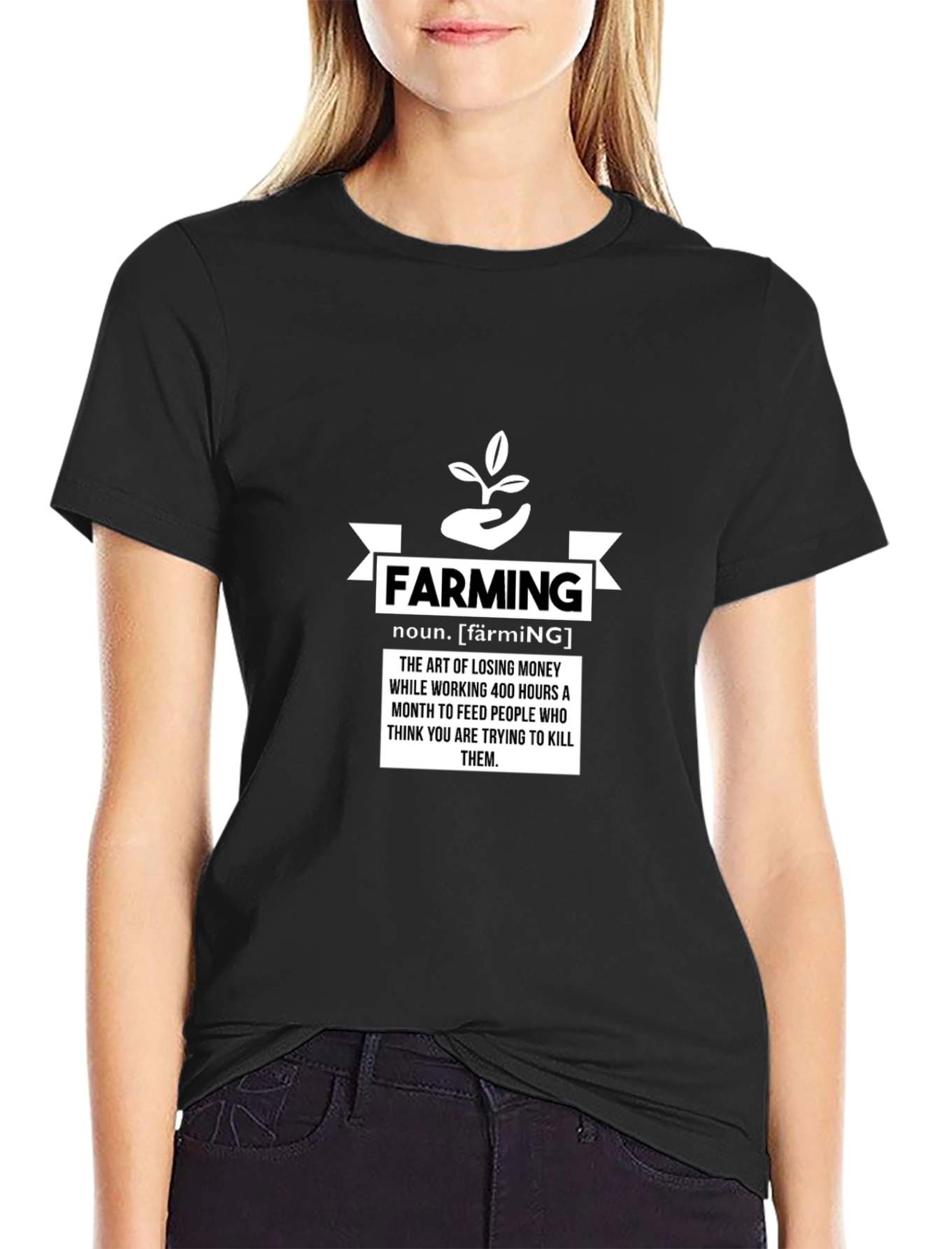 Black Farming Definition Graphic Tee - Black view 2