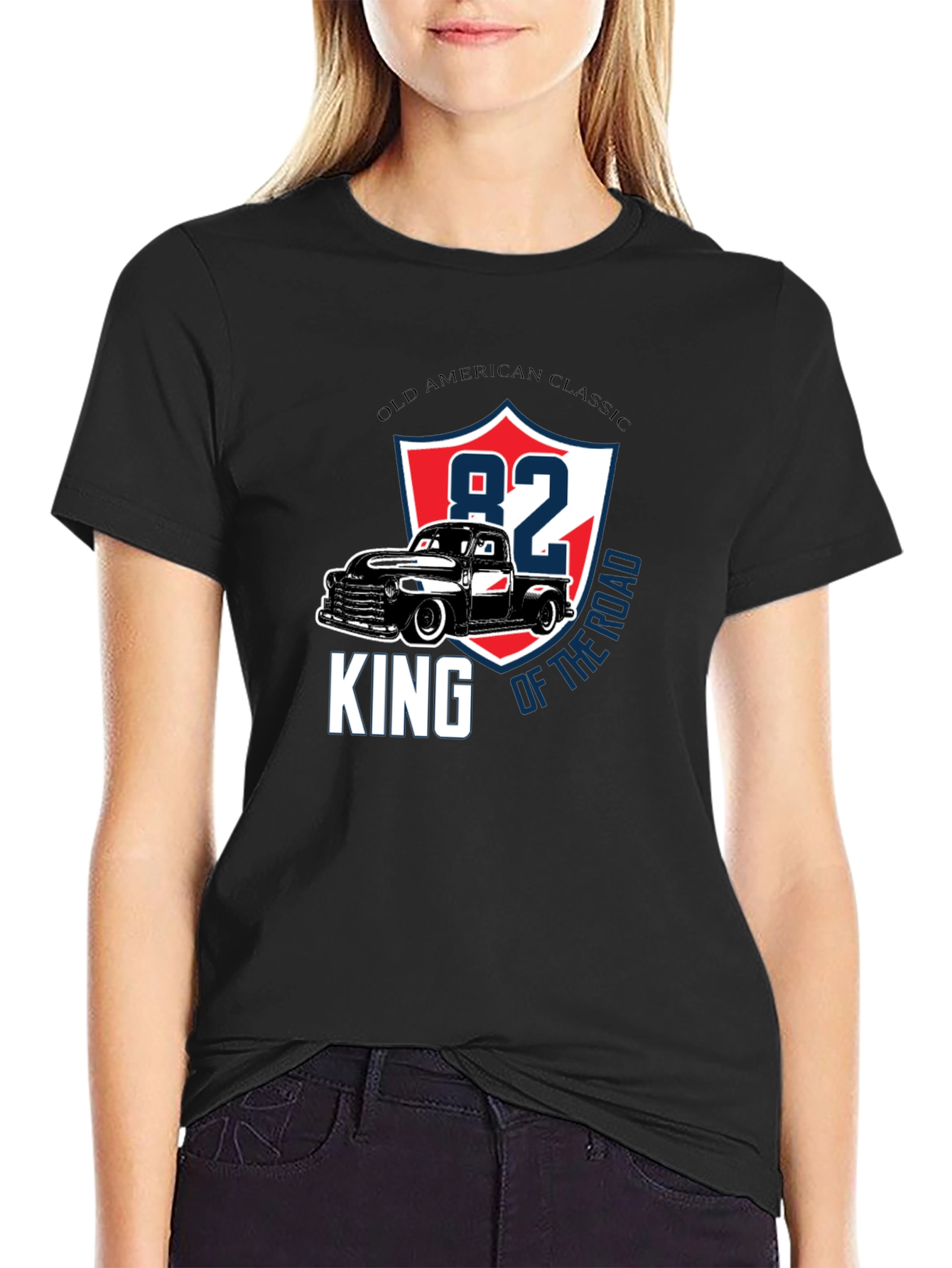 Black Old American Classic Truck Tee - King of the Road view 2